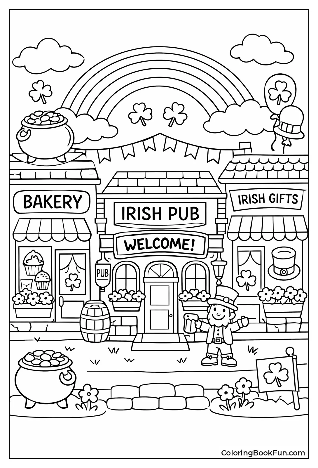 Colorful Irish Village Street