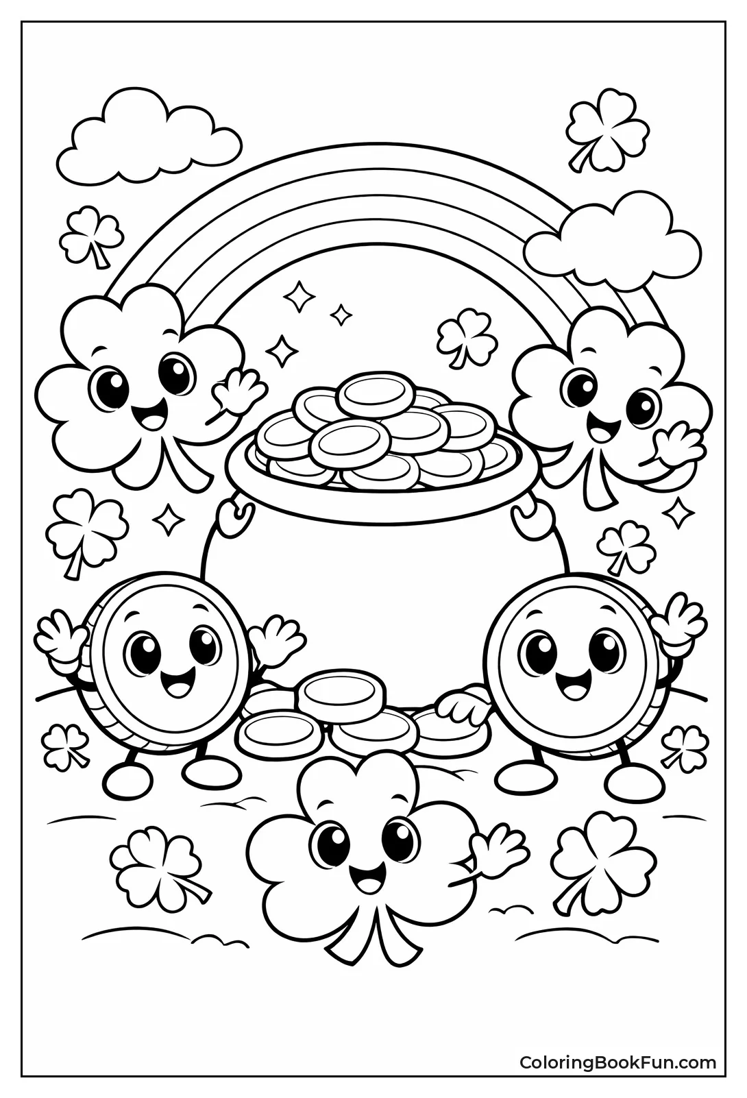 Cute Shamrock and Coin Friends