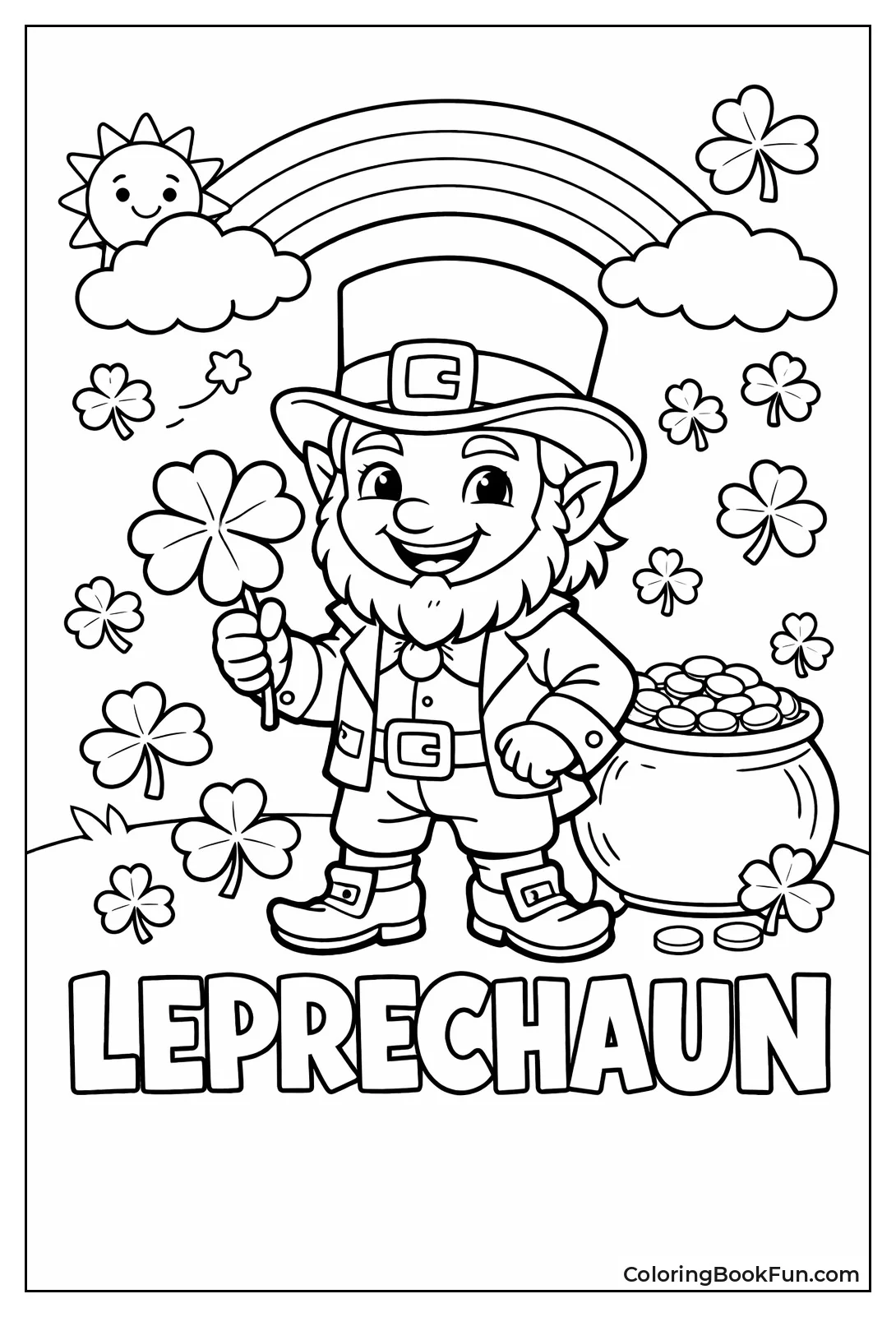 Smiling Leprechaun Holding Shamrock