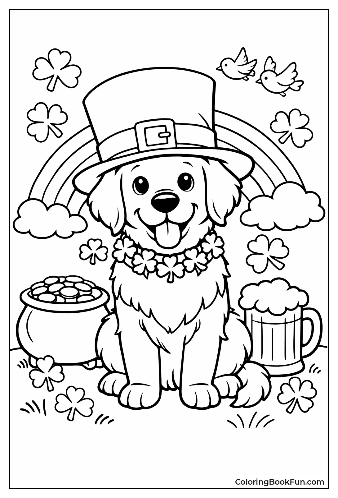 Puppy in Green Leprechaun Hat