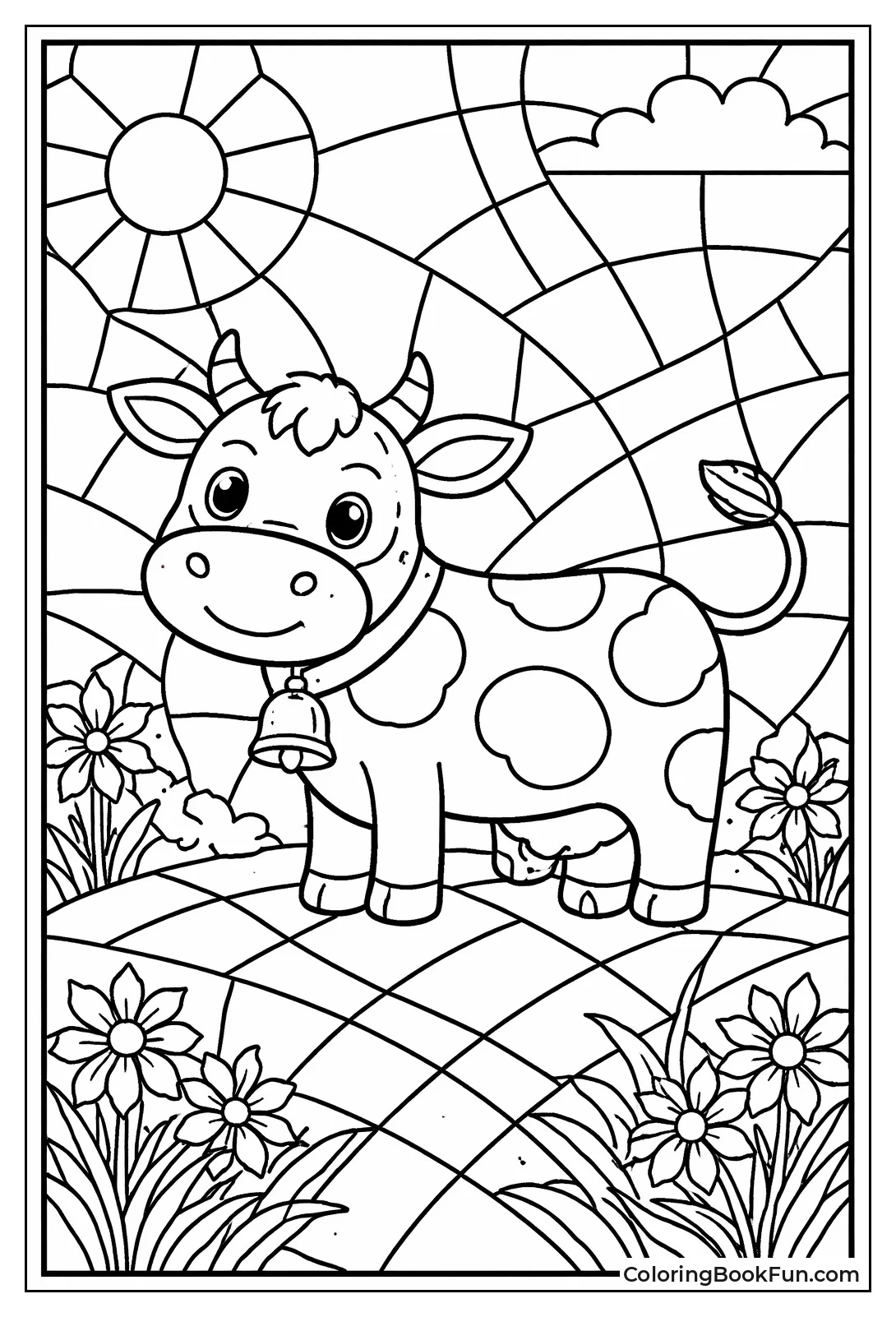 Stained Glass Cow Design