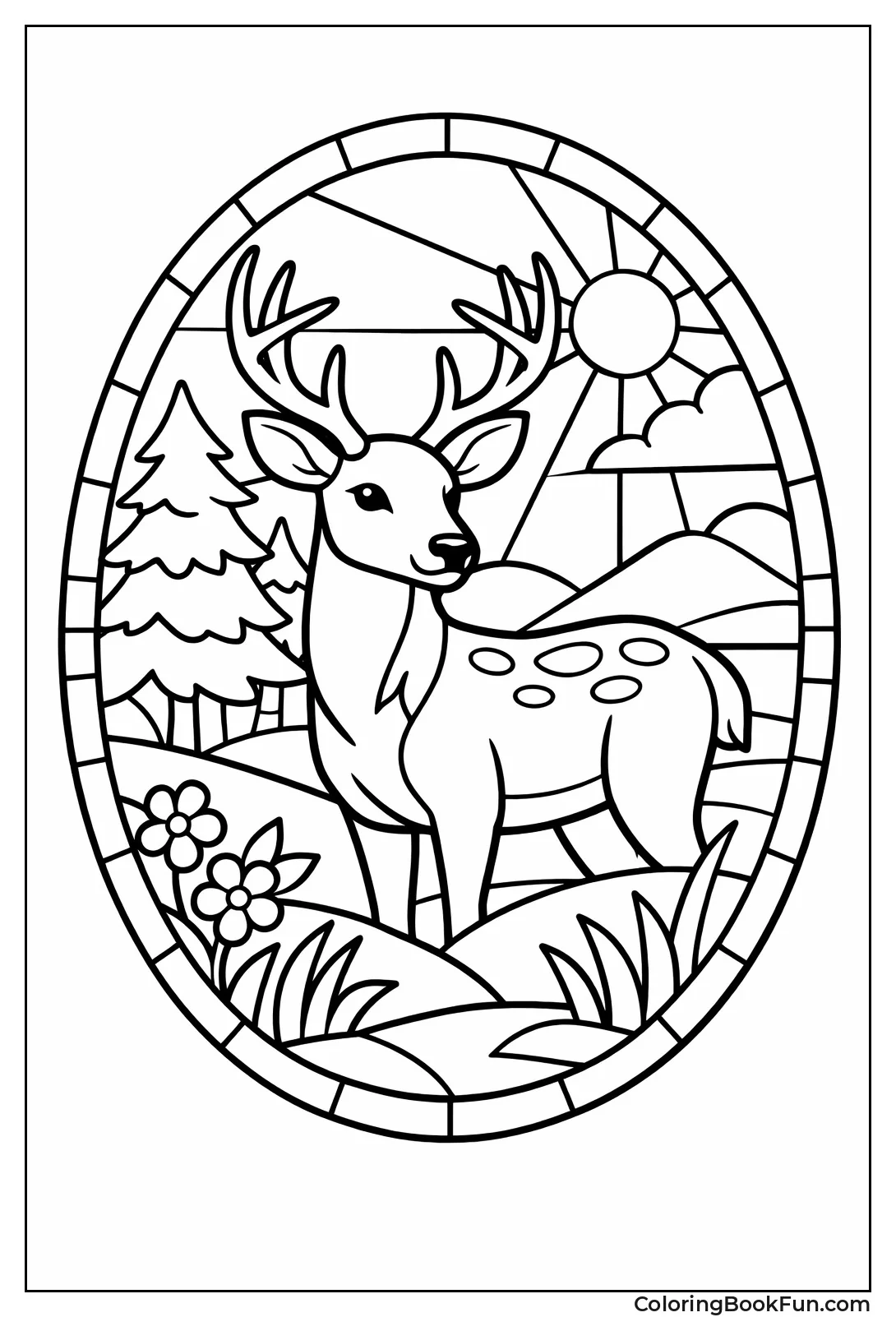 Stained Glass Deer Frame