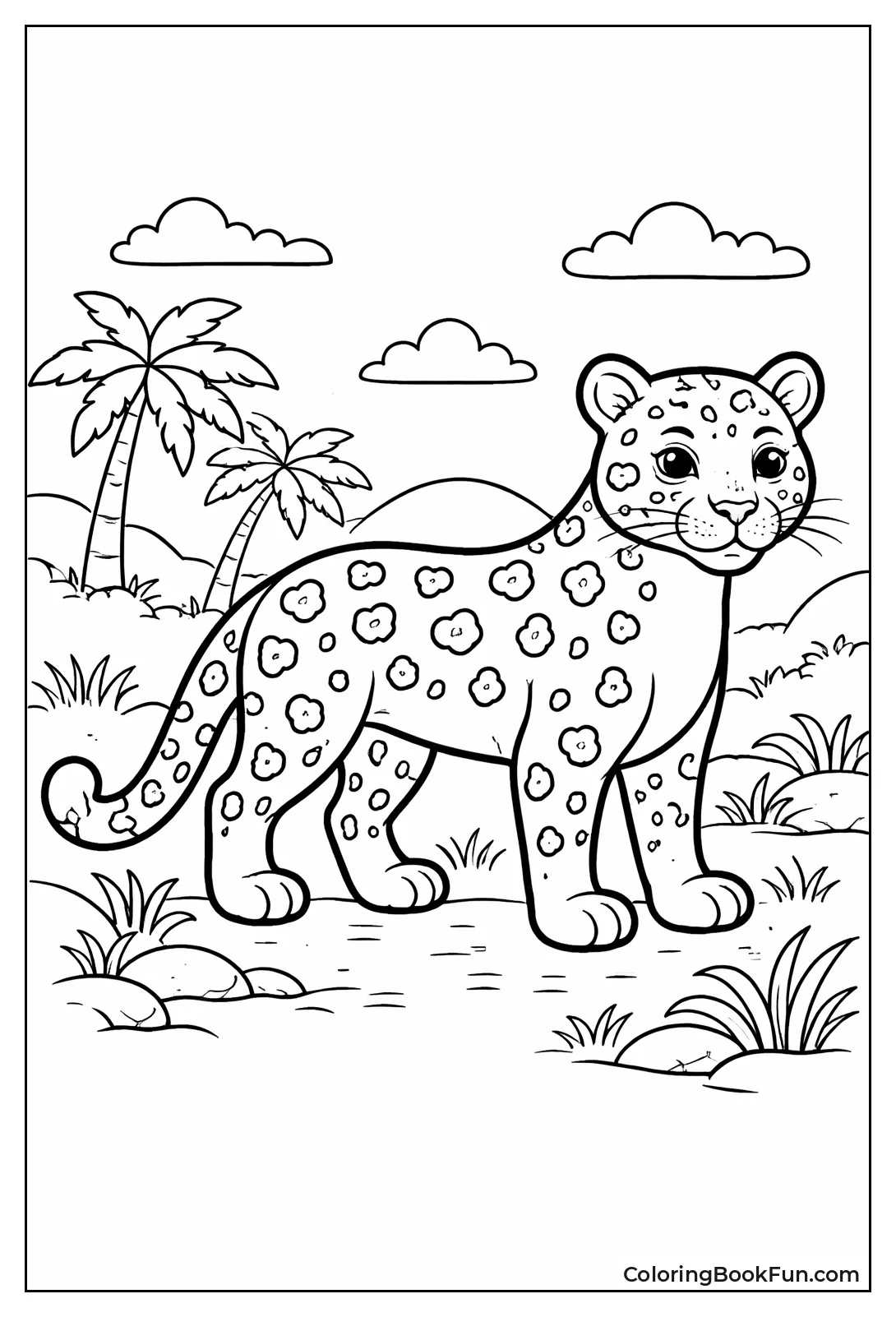 Standing Leopard Bold Outline