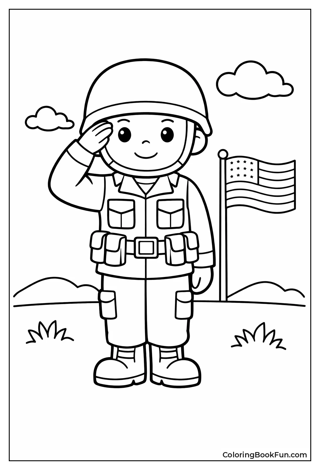 Soldier Stands at Attention