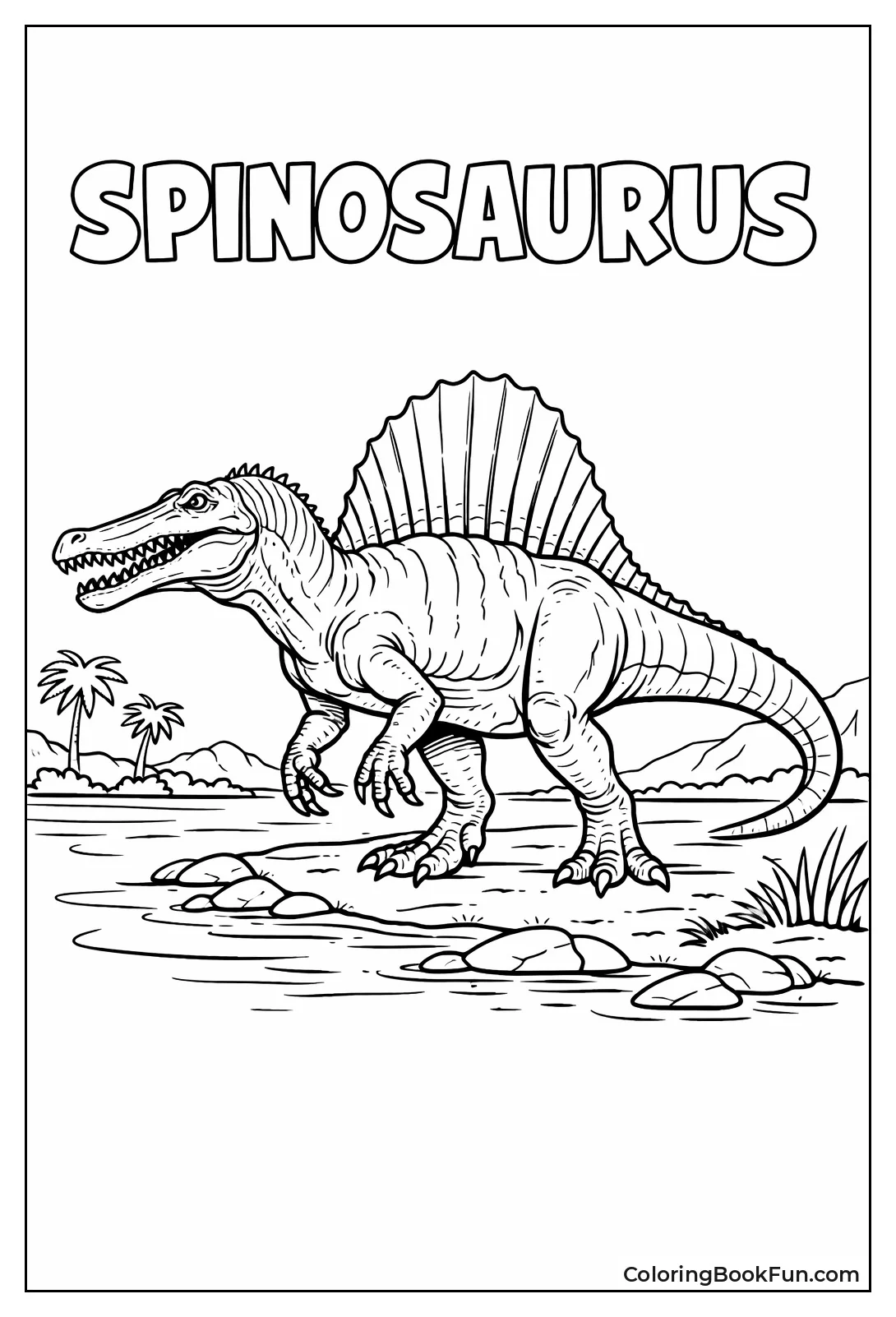 Spinosaurus Standing on Riverbank