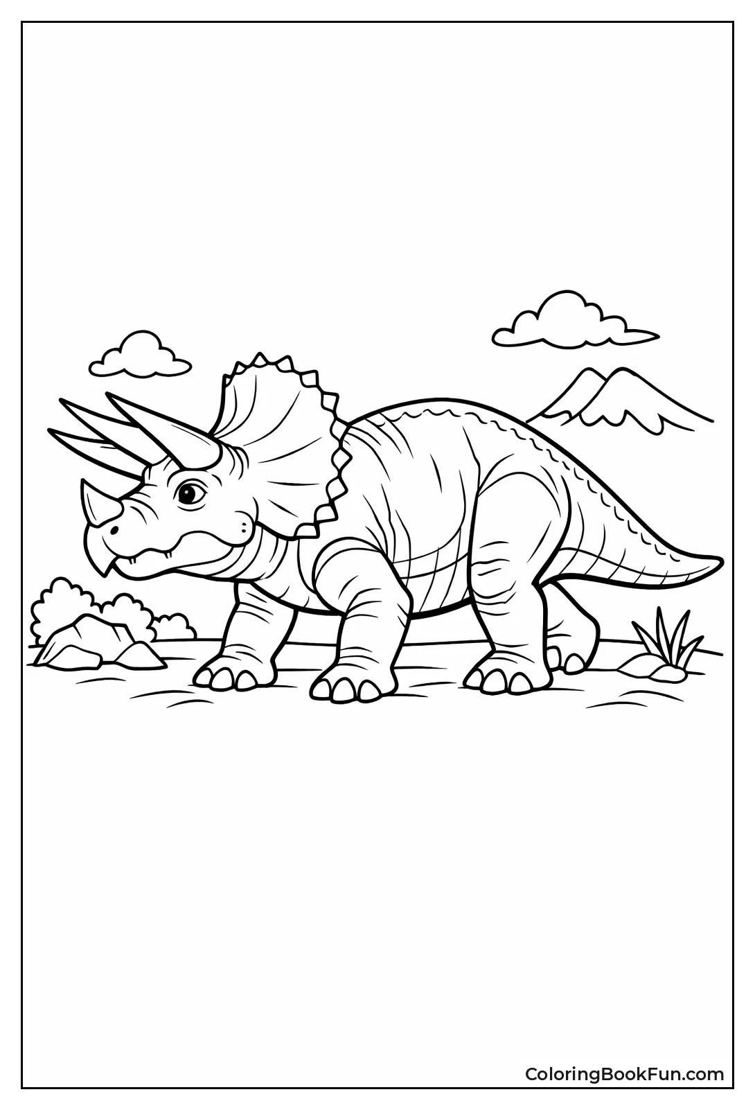 Standing Adult Triceratops Side View