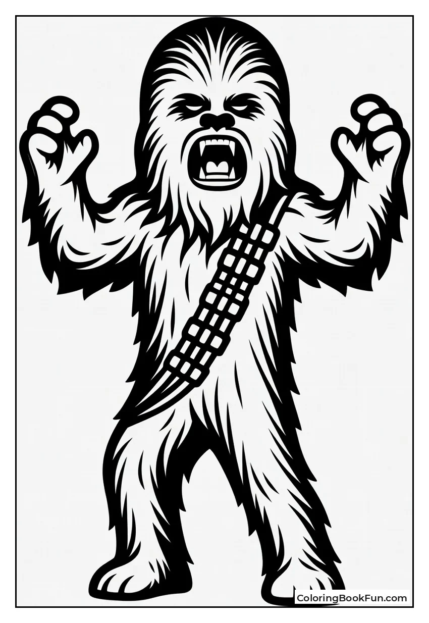 Chewbacca Roars with Arms Raised