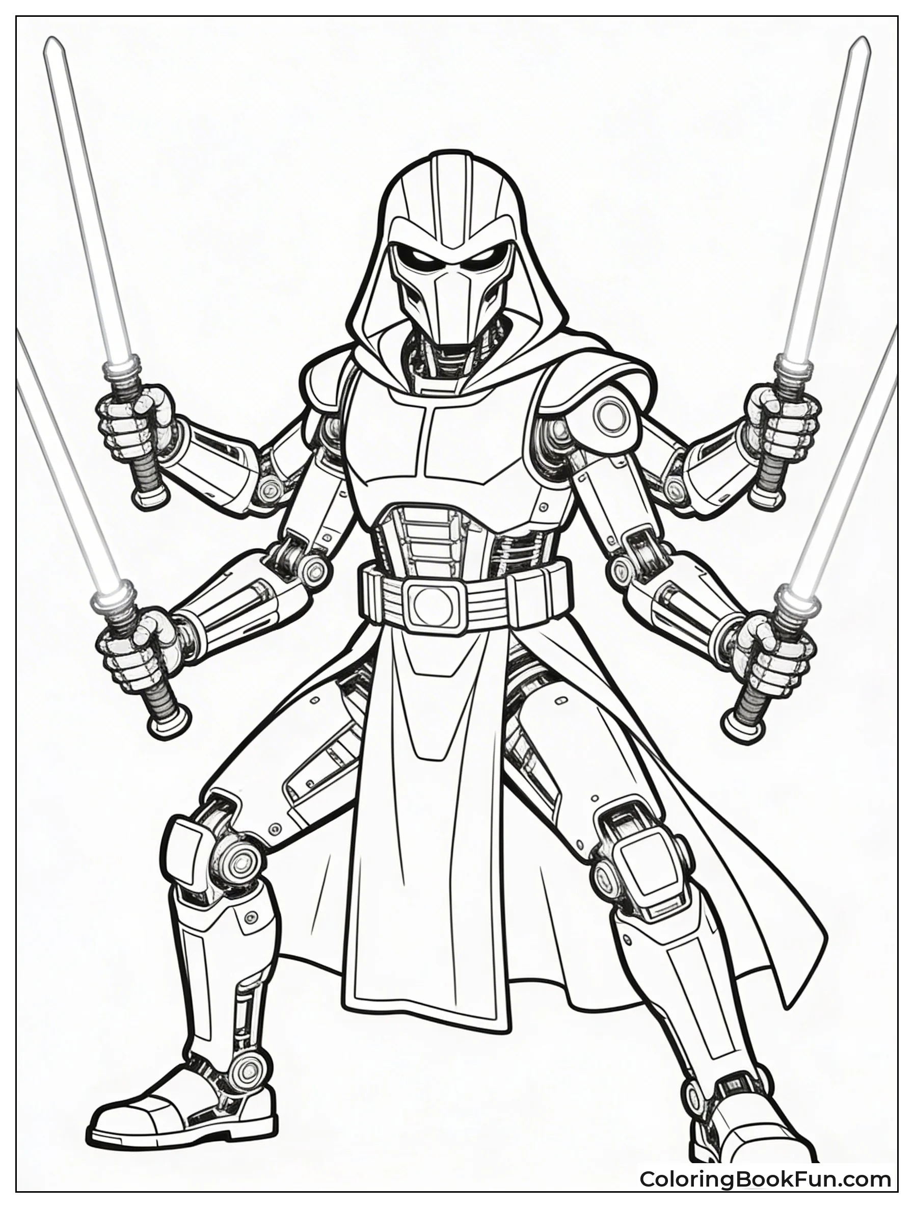 Grievous Grips Four Lightsabers