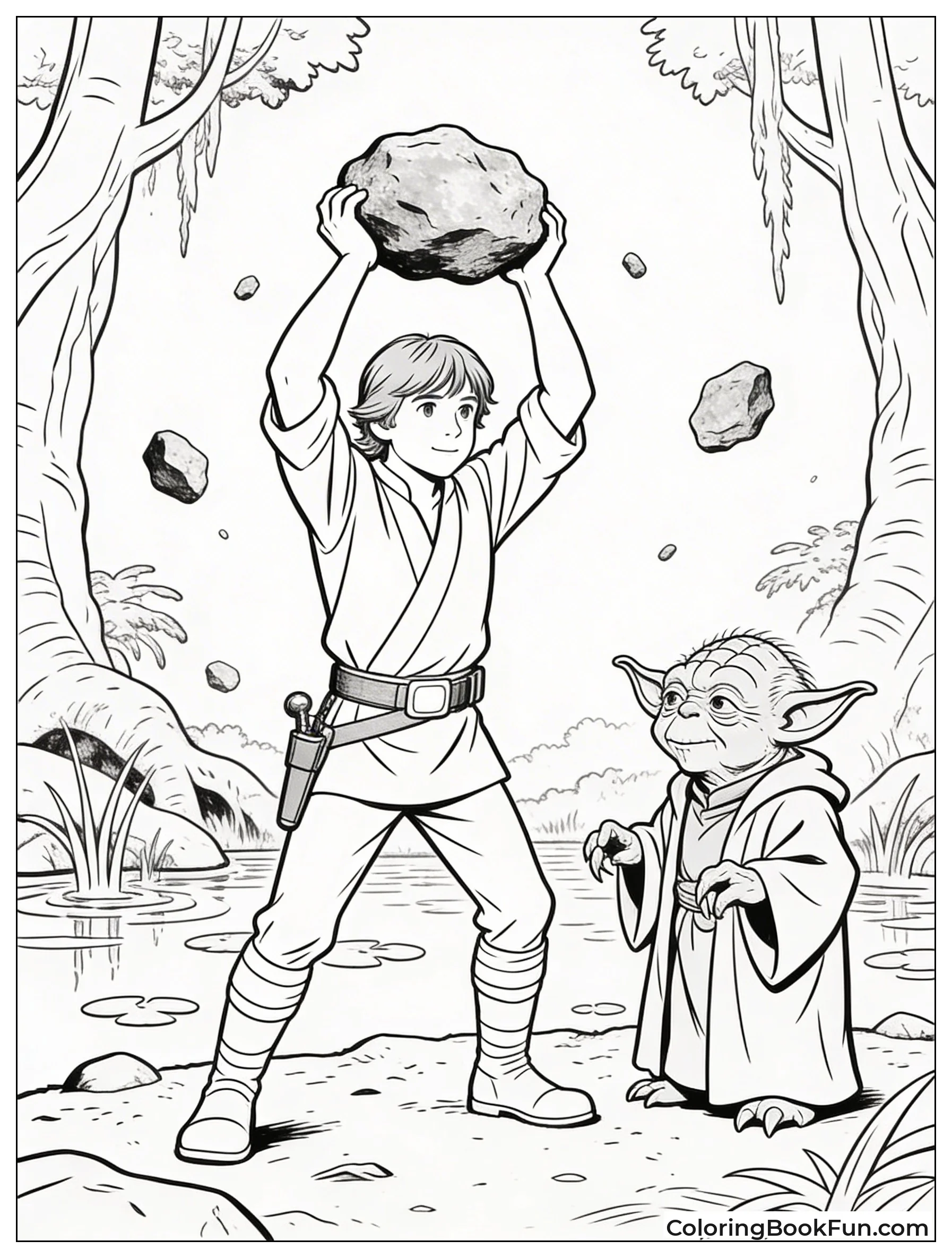 Luke Lifts Rocks on Dagobah