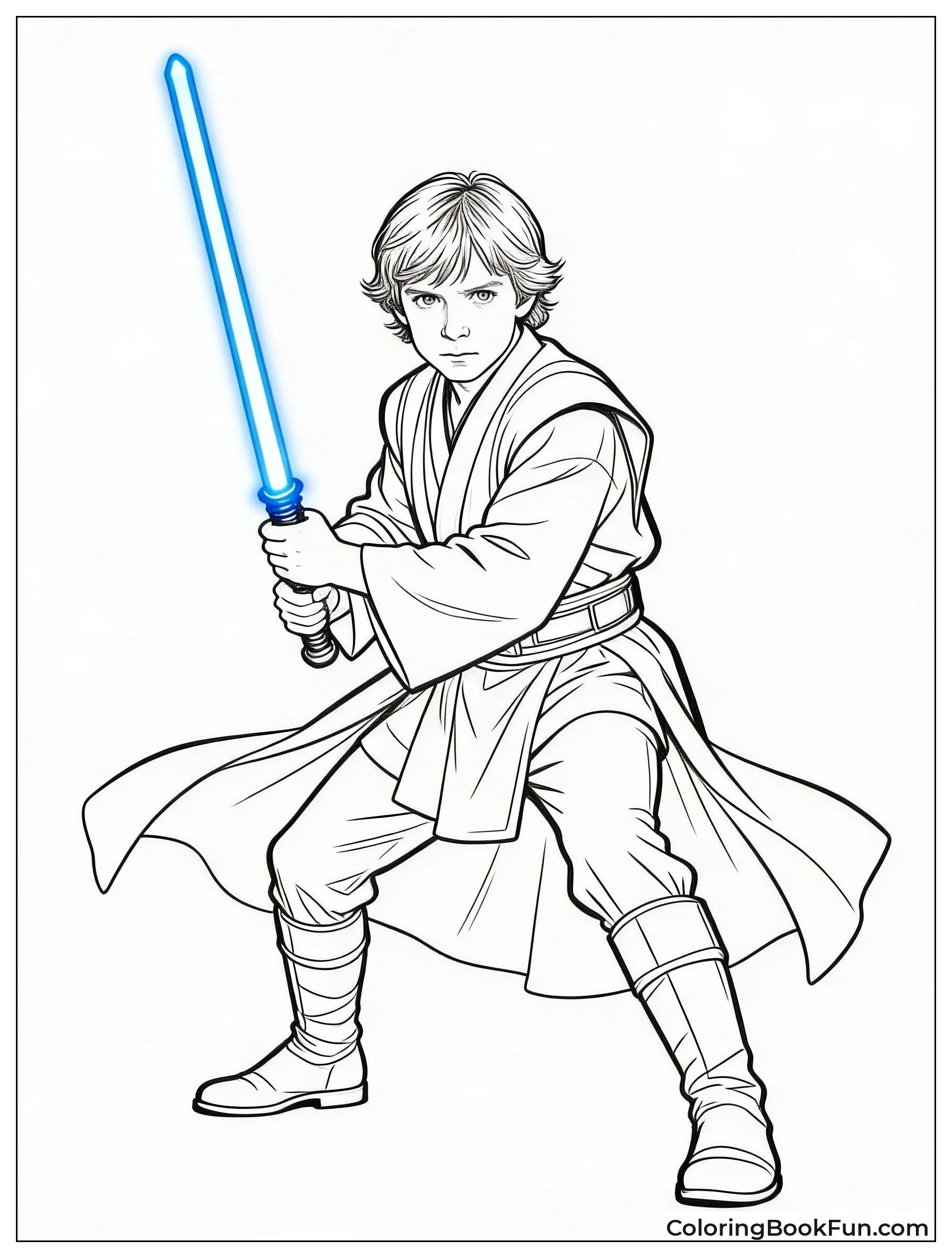 Luke Wields Blue Lightsaber