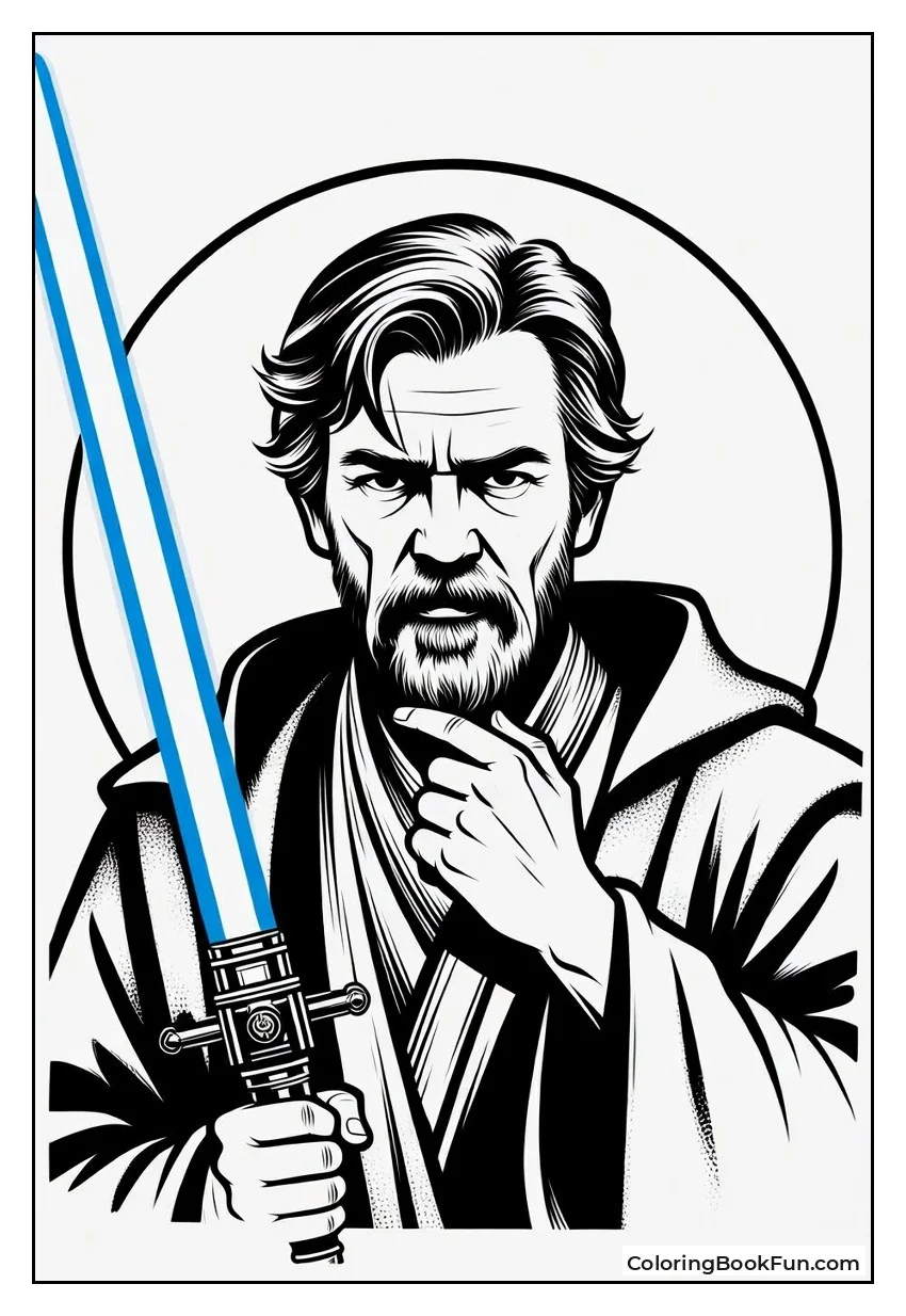 Obi-Wan Holds His Lightsaber