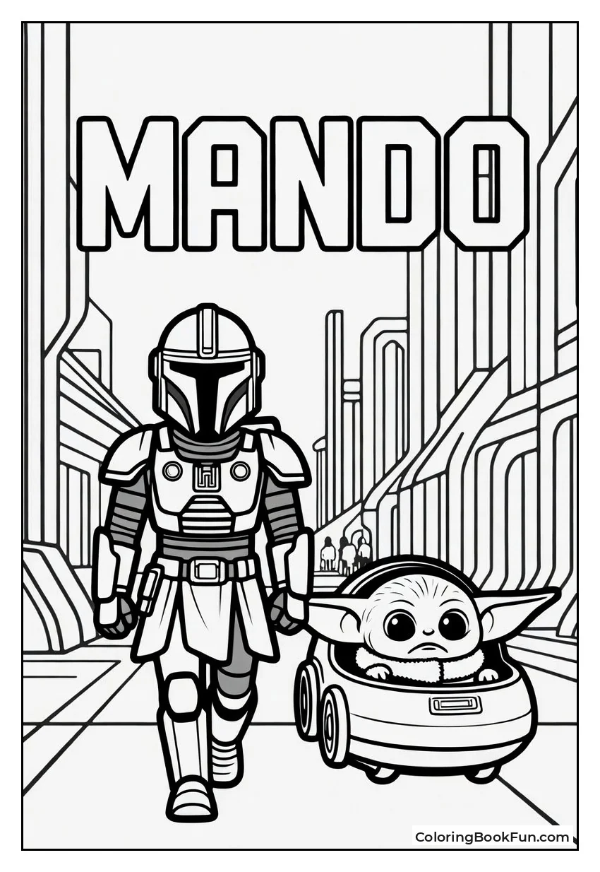 Mandalorian Walks with Grogu Pram
