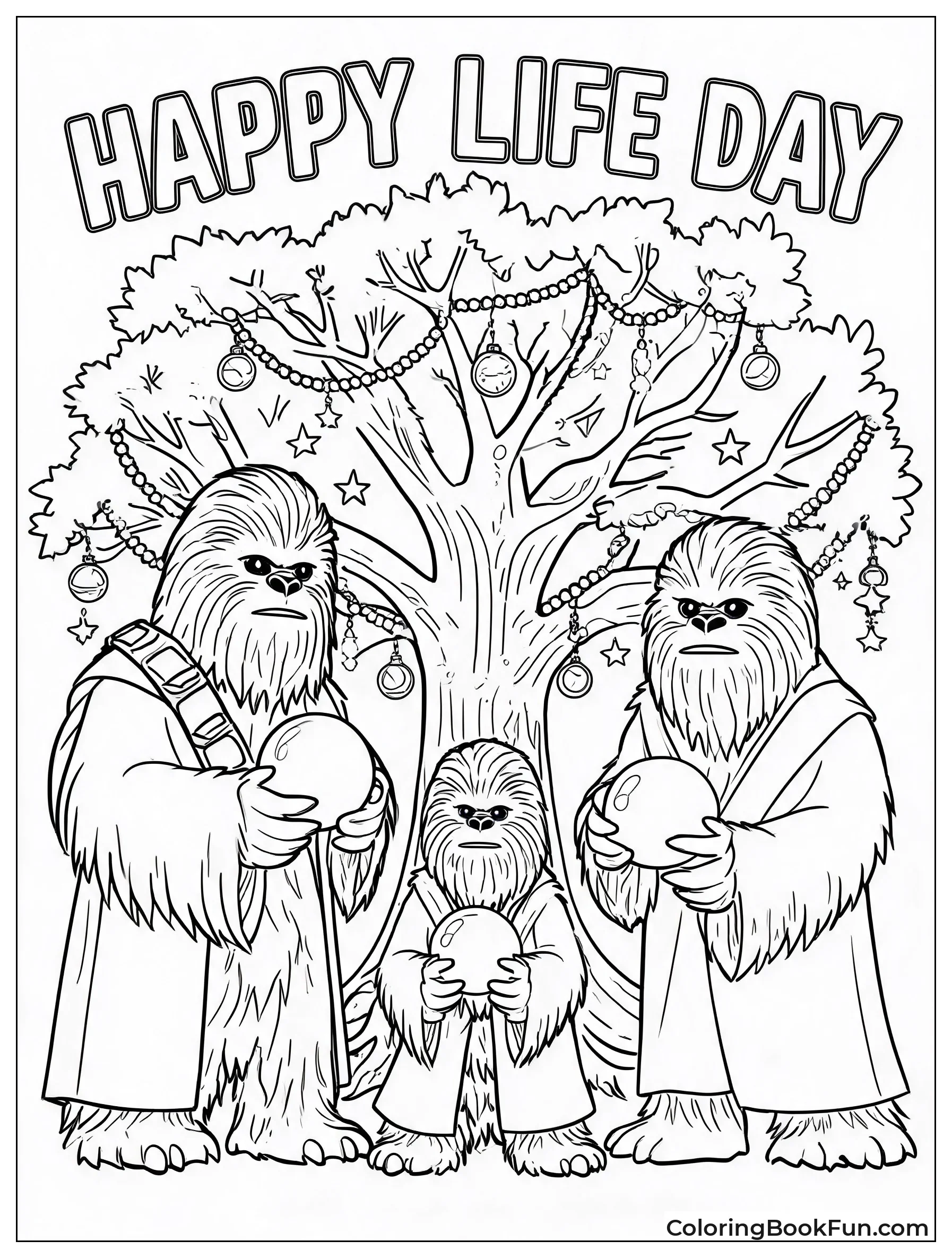 Chewbacca Celebrates Life Day with Family