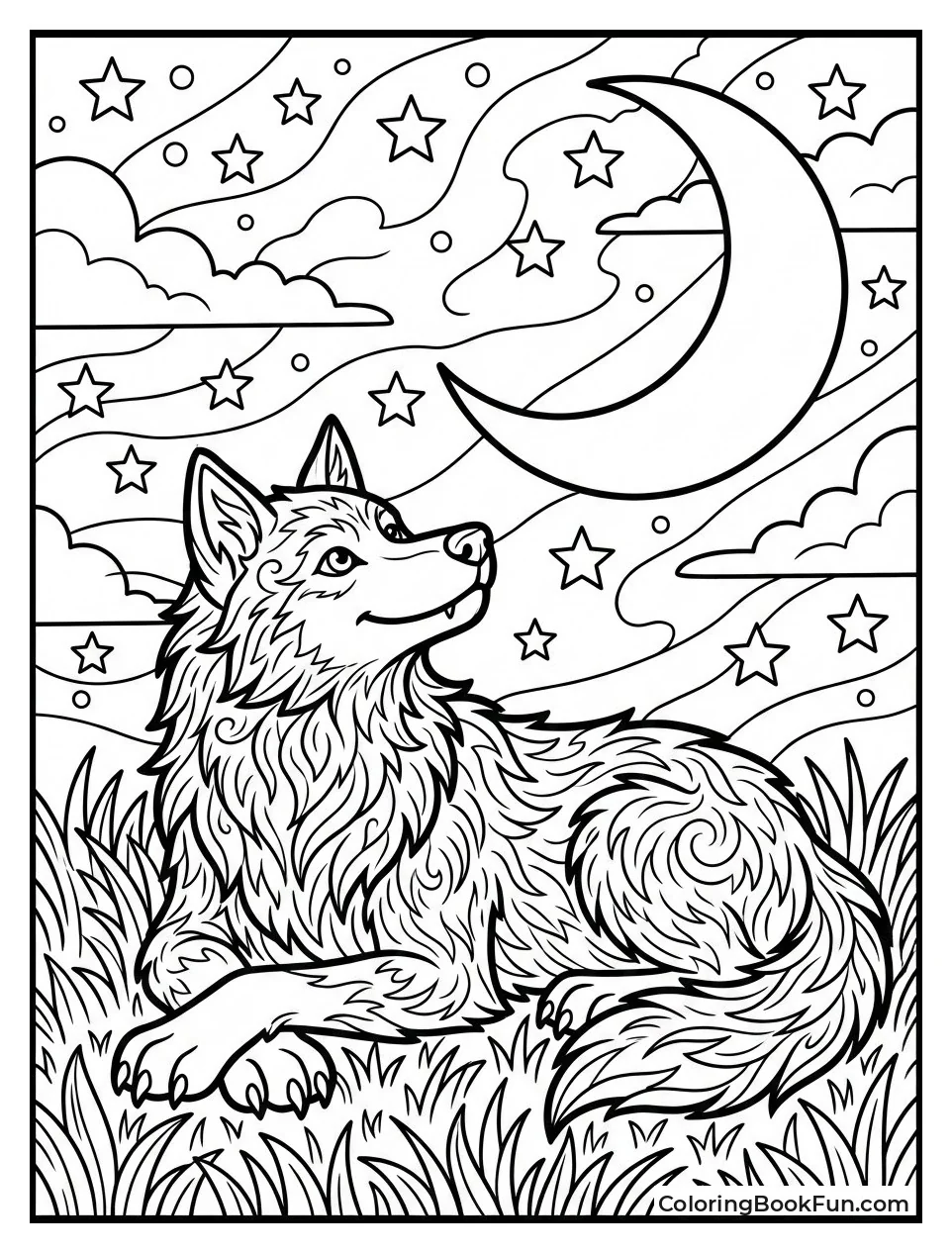 Werewolf Stargazing on Grass