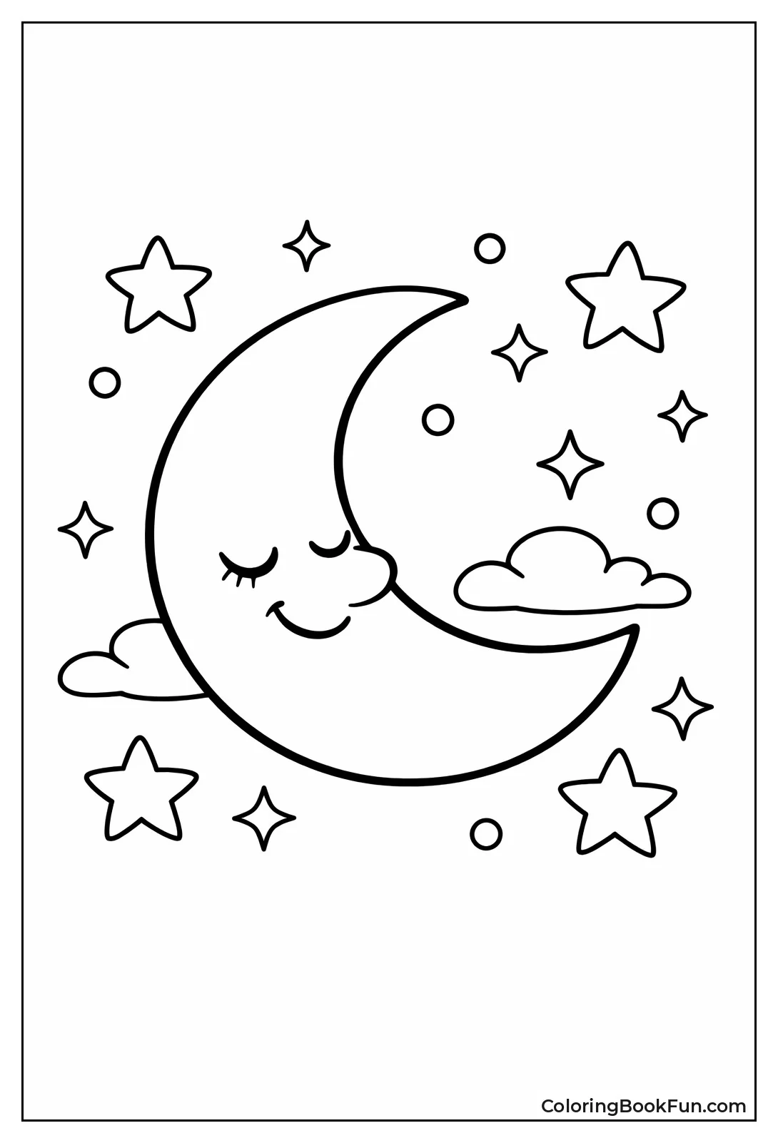 Smiling Crescent Moon Stars