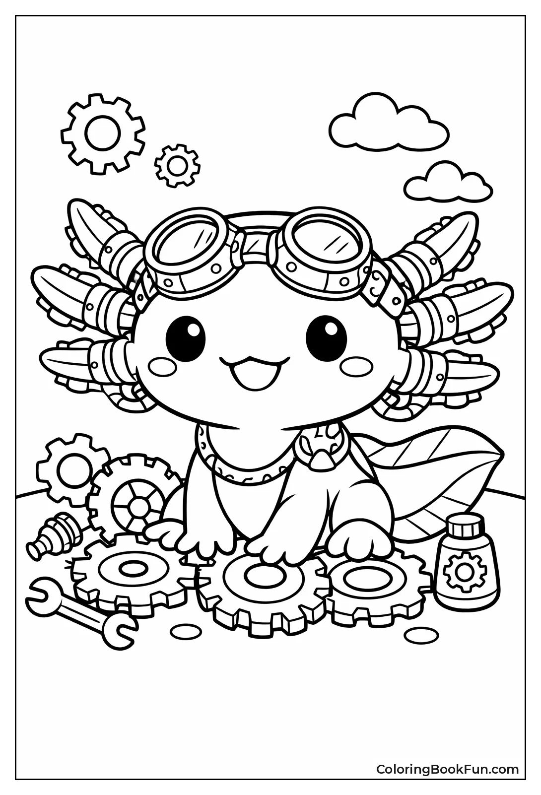 Steampunk Axolotl with Goggles