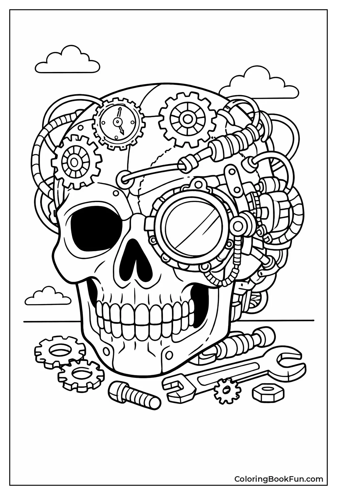 Steampunk Skull with Brass Gears