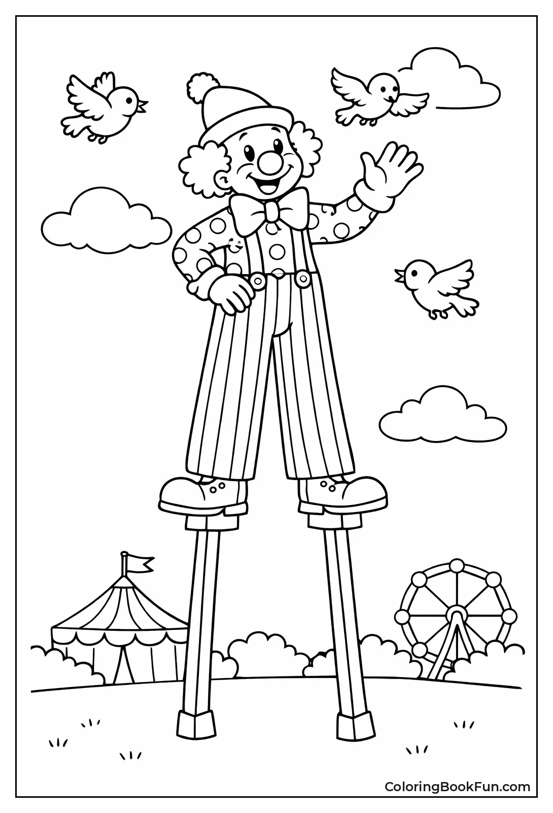 Stilt Clown Waving High