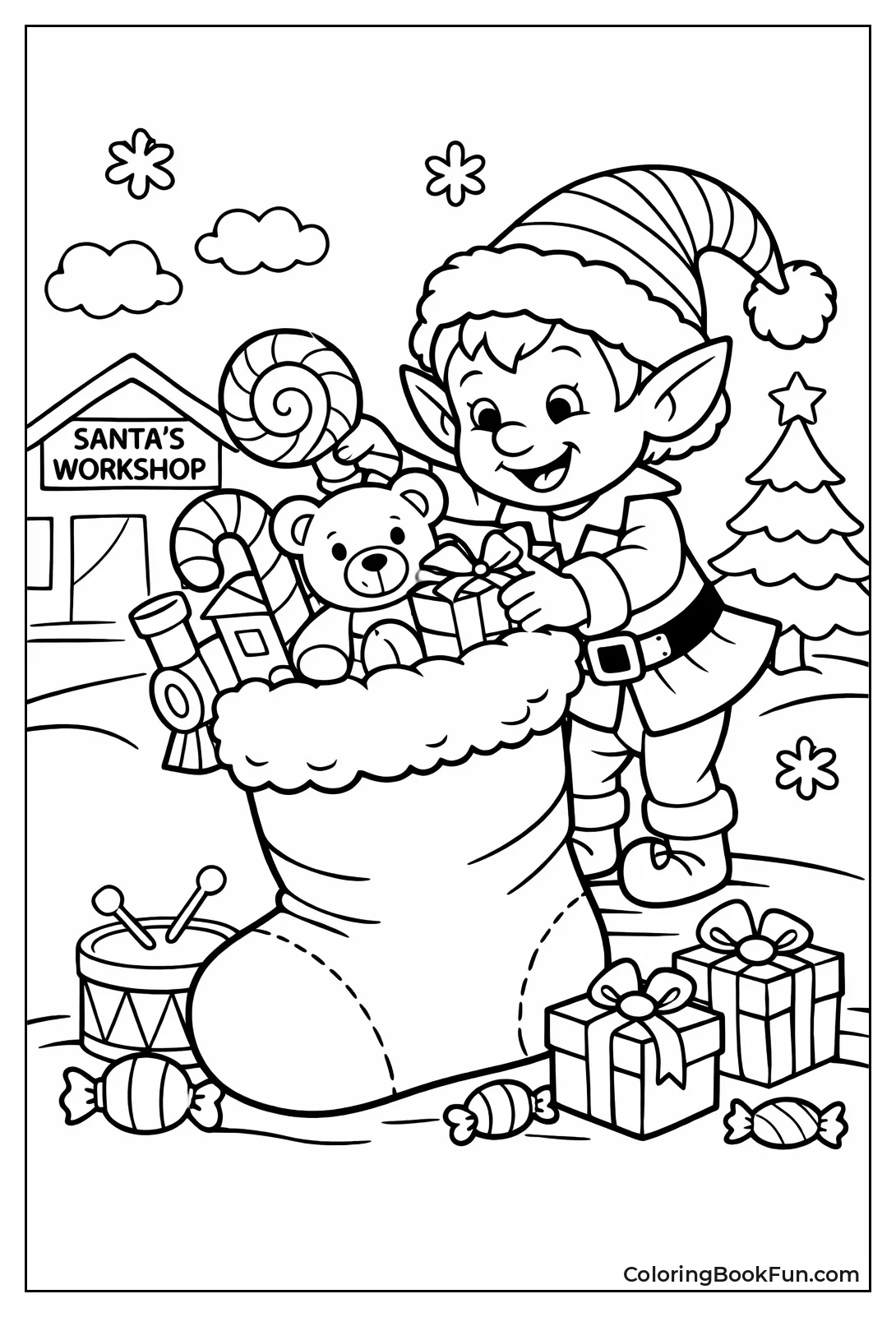 Elf Stuffing Christmas Stocking