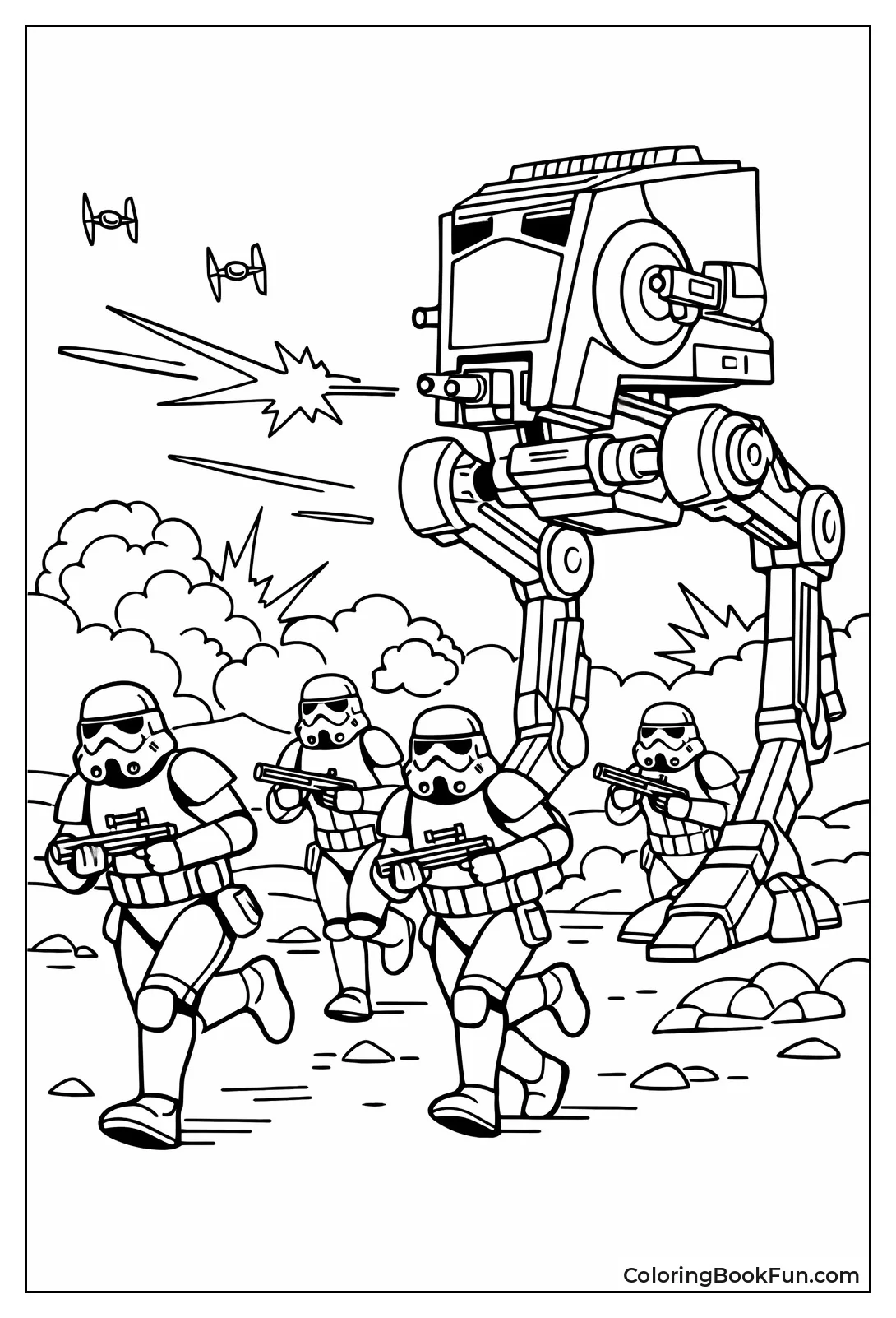 Stormtroopers Run Beside Walker
