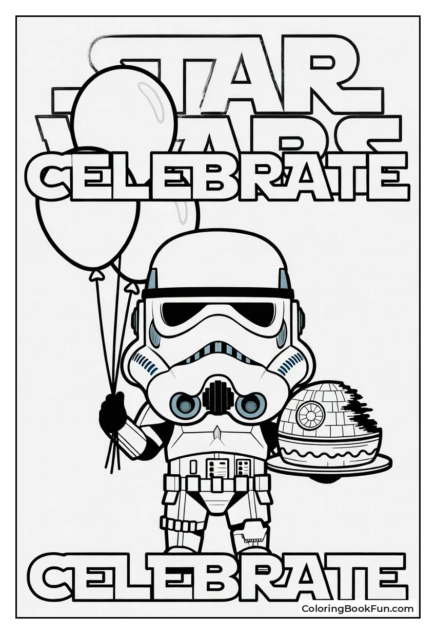 Stormtrooper Holds Death Star Cake