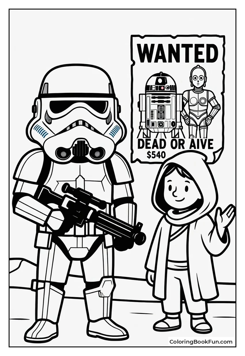 Stormtrooper Shows Droid Poster