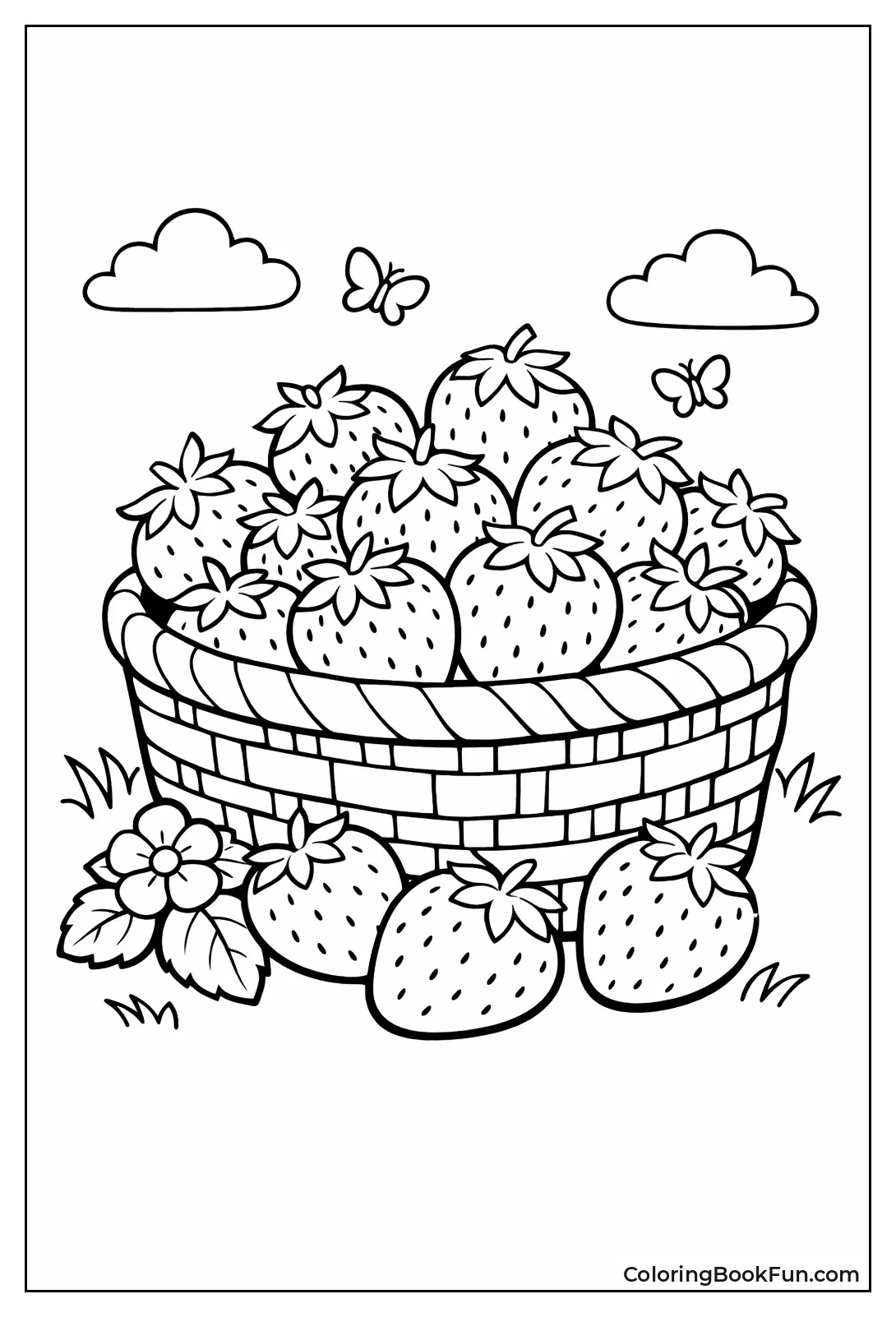 Basket Harvests Ripe Strawberries