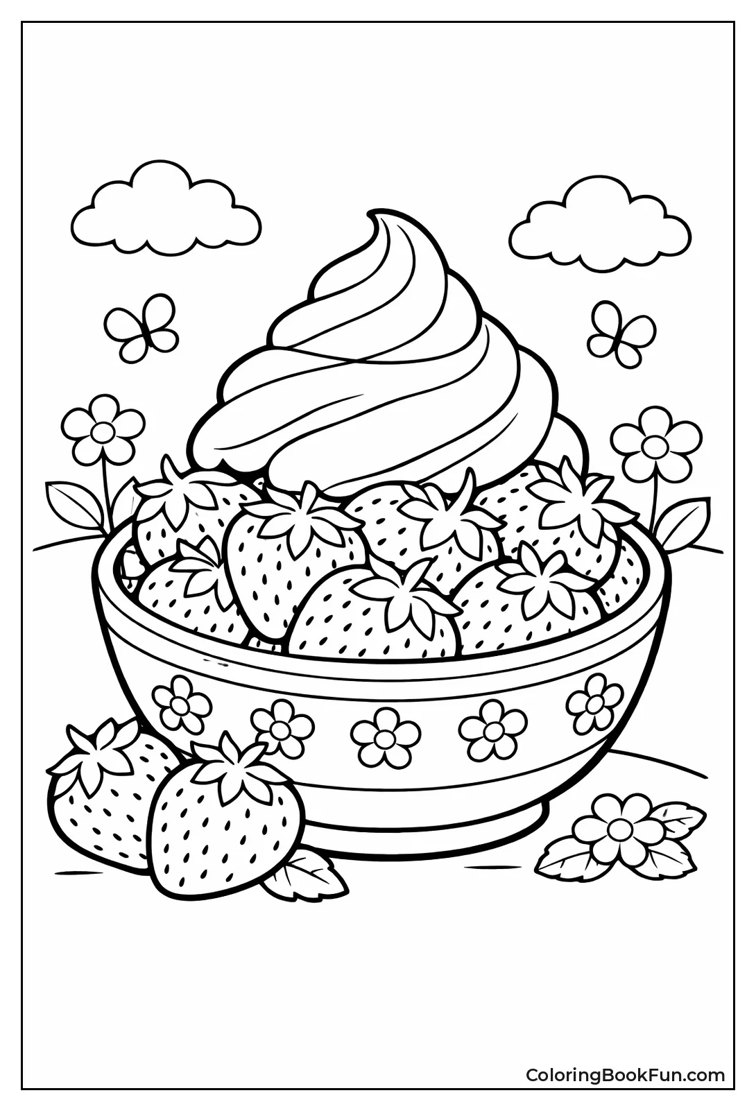 Bowl Tops Berries Cream