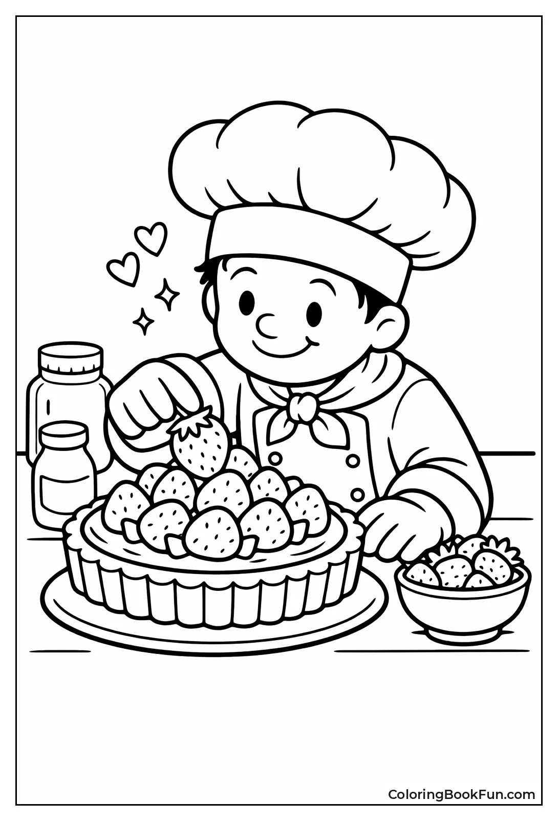 Chef Places Strawberry Top