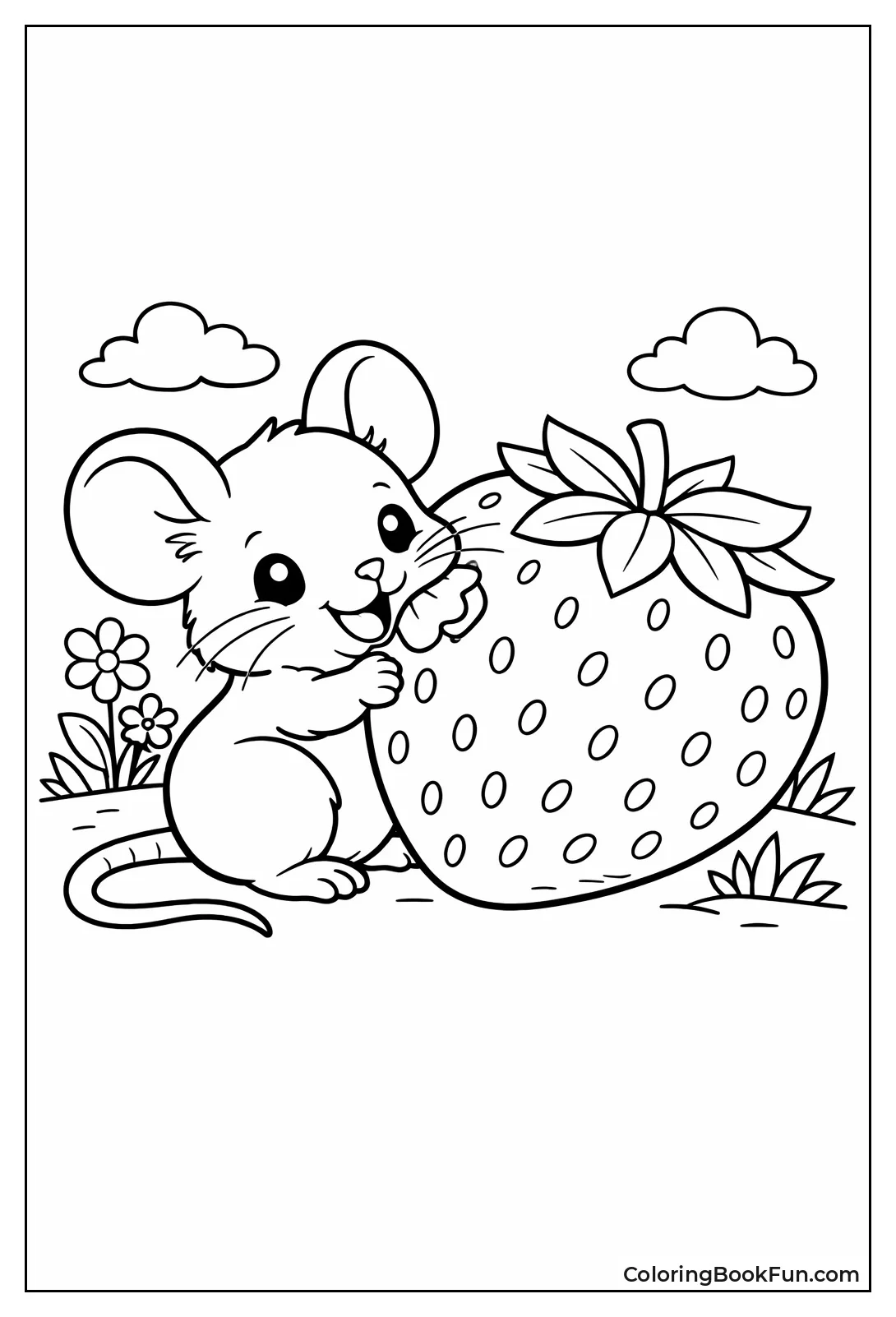 Mouse Eating Giant Strawberry