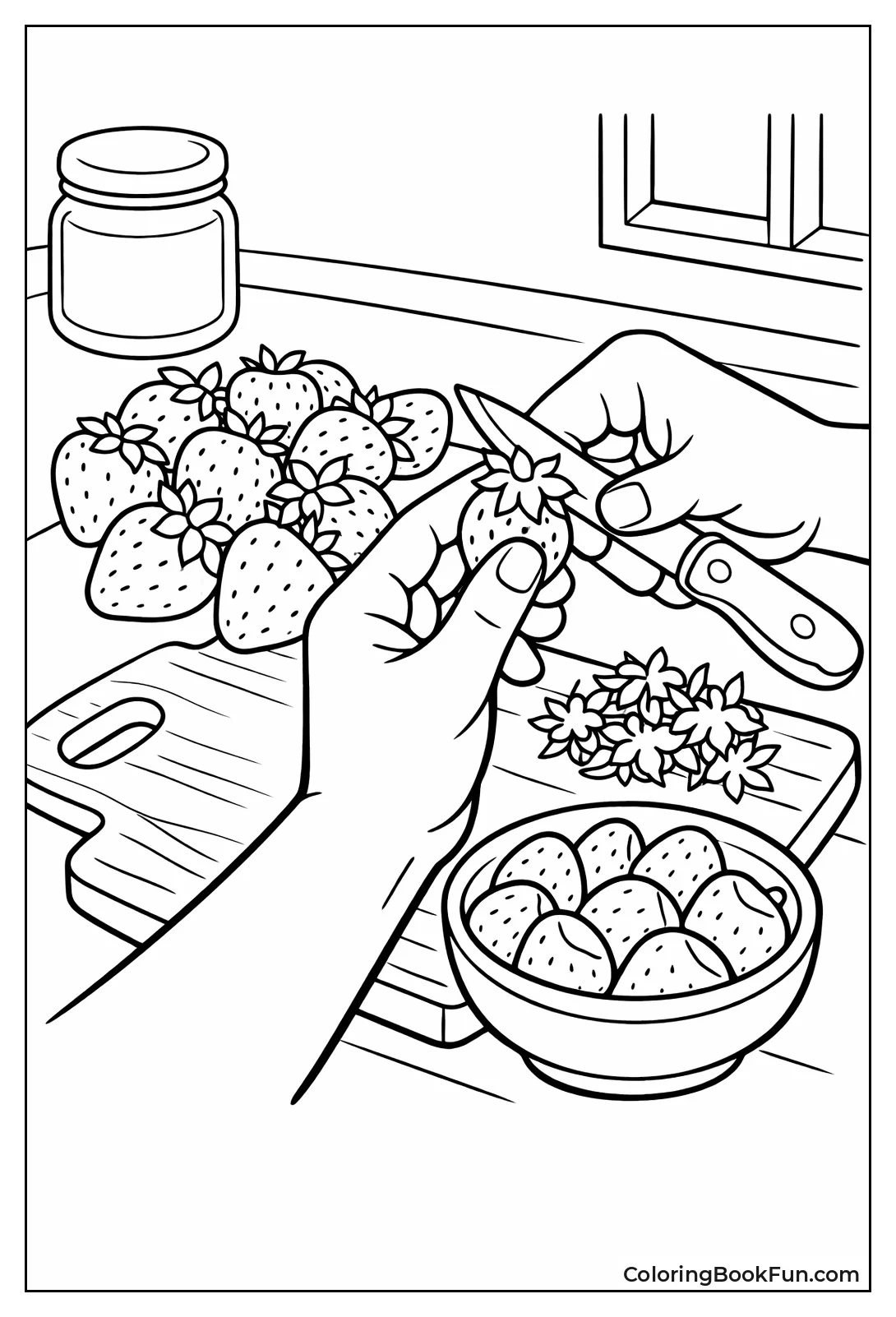 Hands Hull Fresh Strawberries