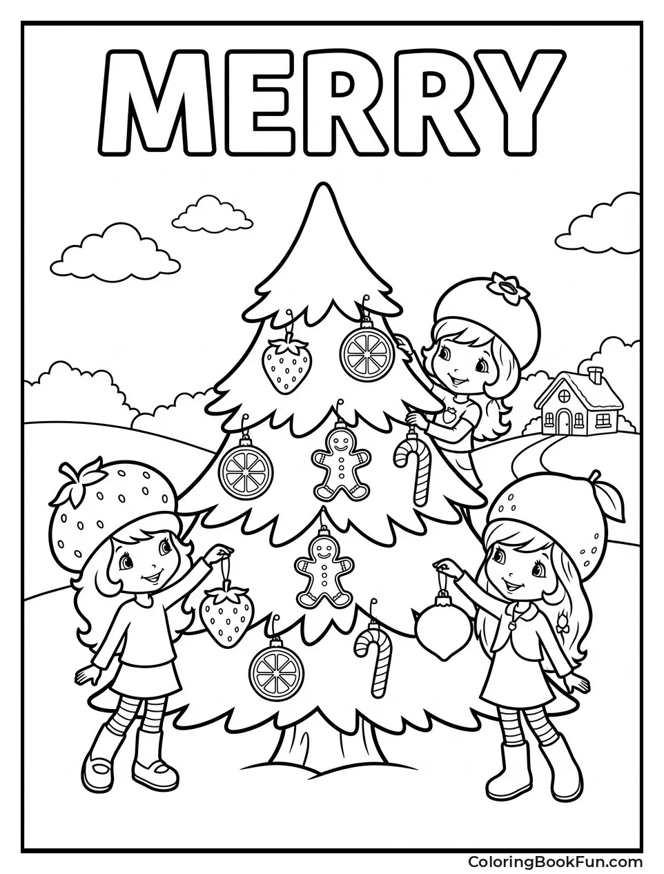 Girls Decorate Christmas Tree