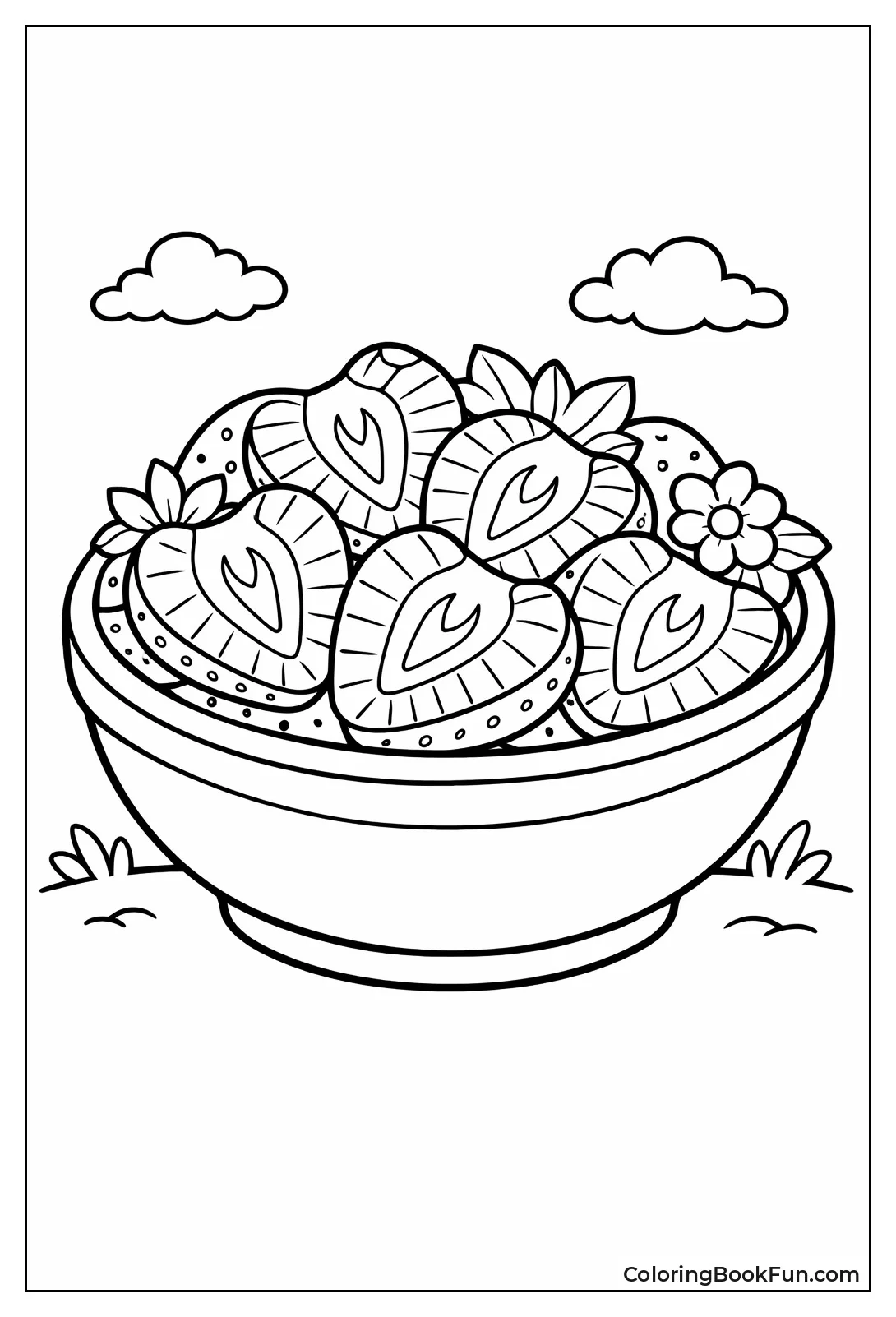 Sliced Strawberries Fill Bowl