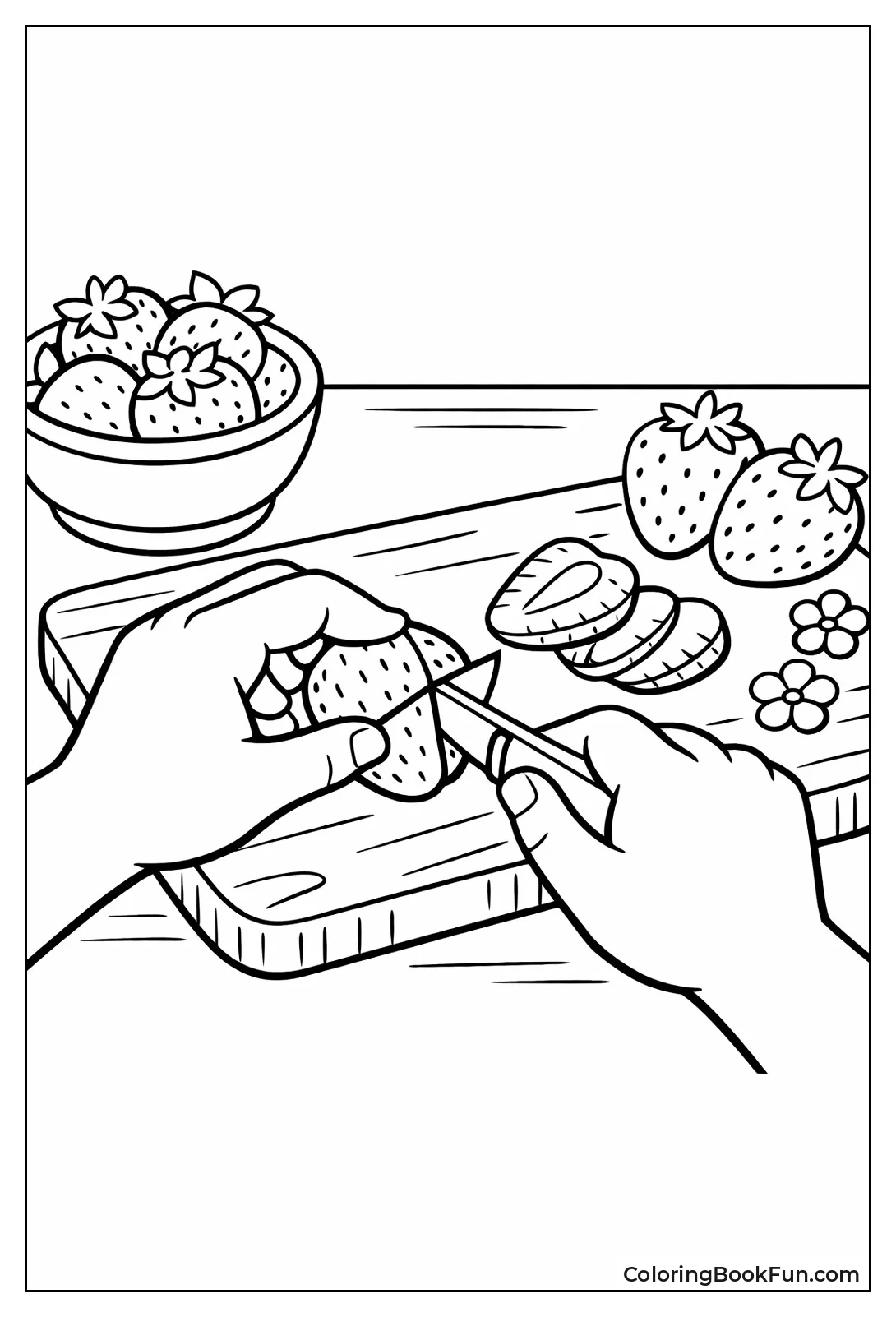 Hands Slice Strawberry Thin