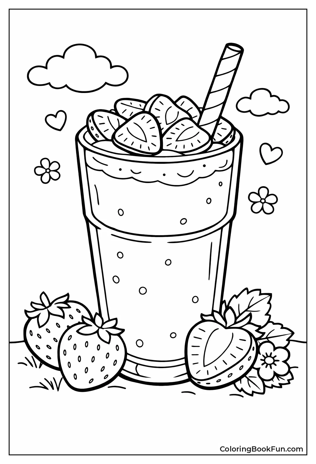 Smoothie Glass Tops Strawberries