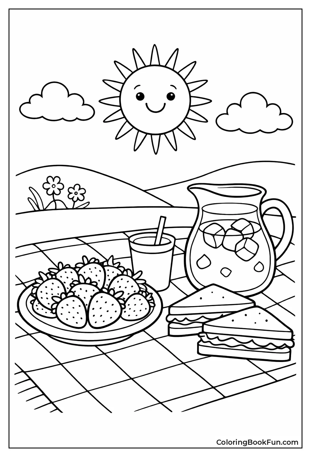 Picnic Blanket Holds Strawberries