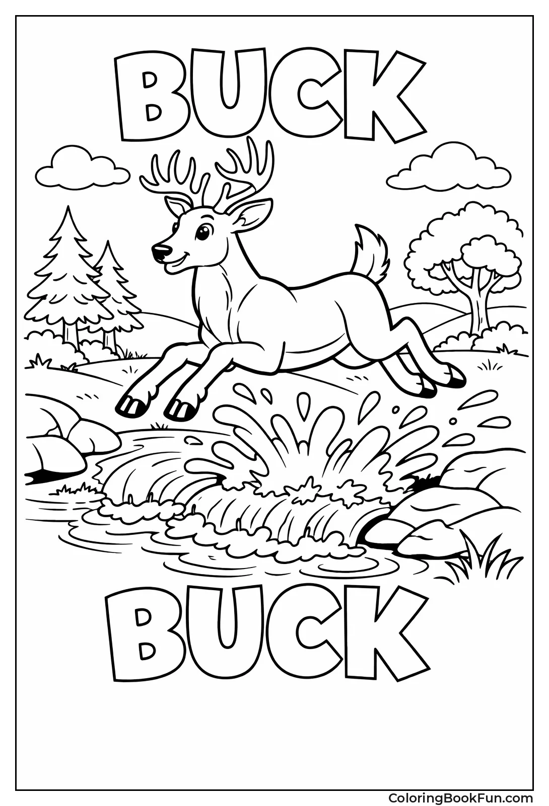 Deer Leaps over Sparkling Stream