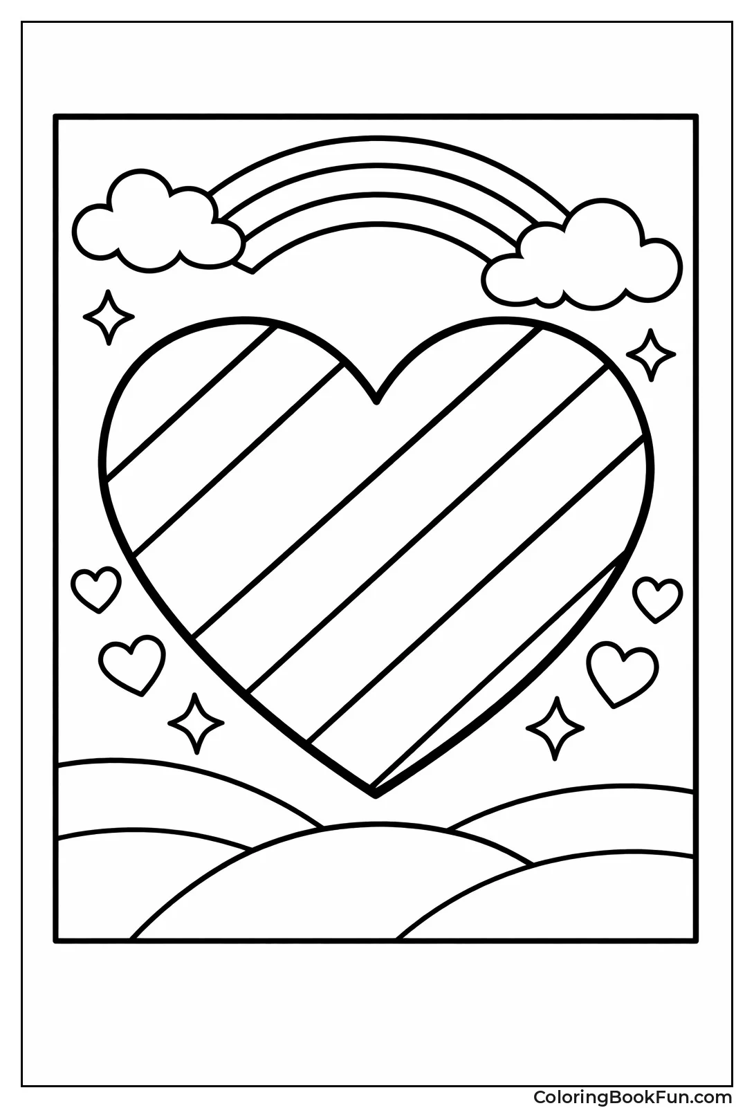 Diagonal Striped Heart Pattern