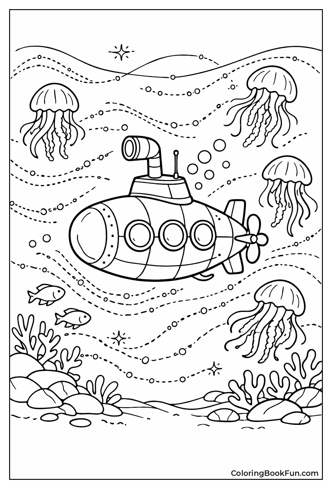 Submarine Chases Glowing Jellyfish