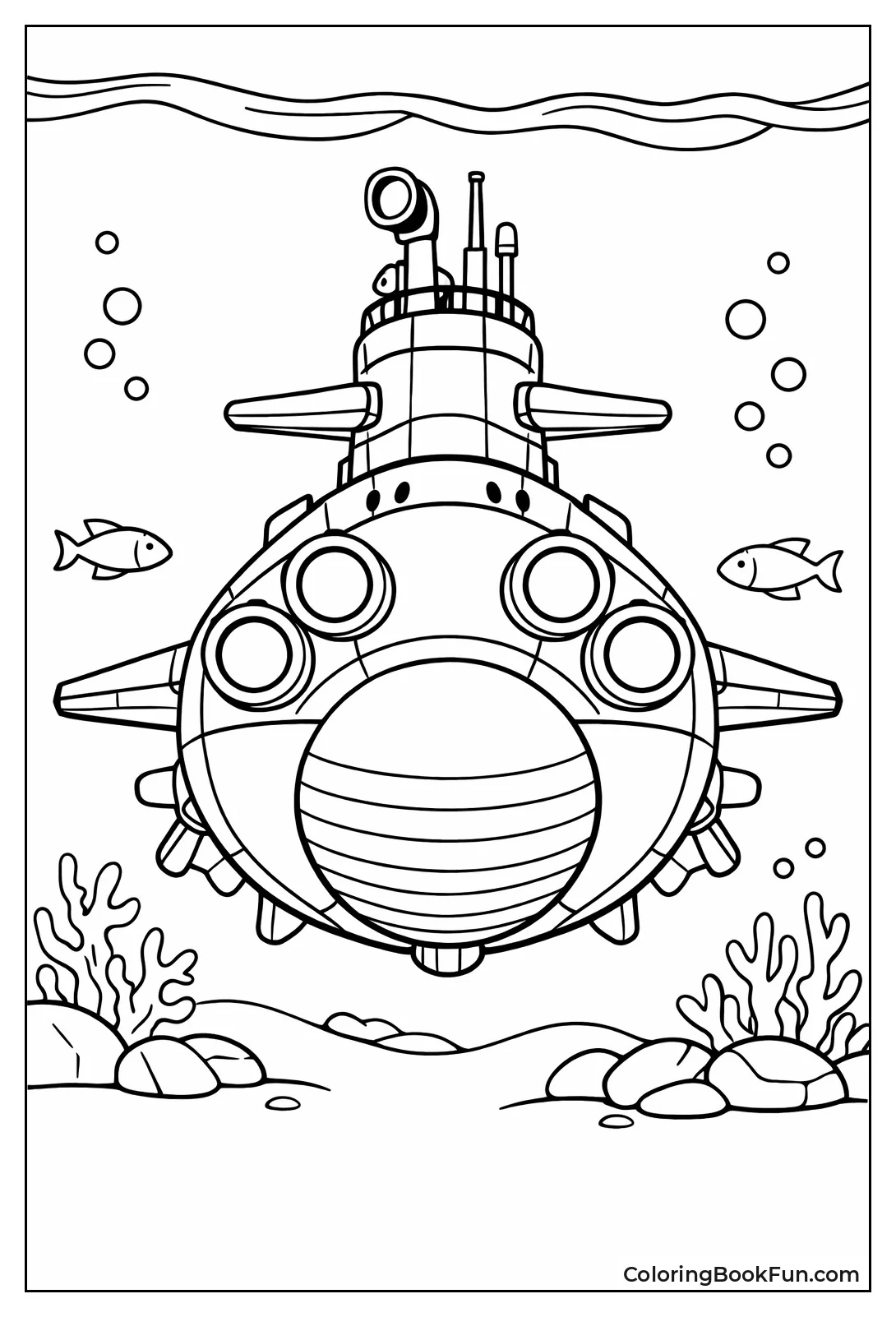 Submarine Shows Front Torpedo Tubes