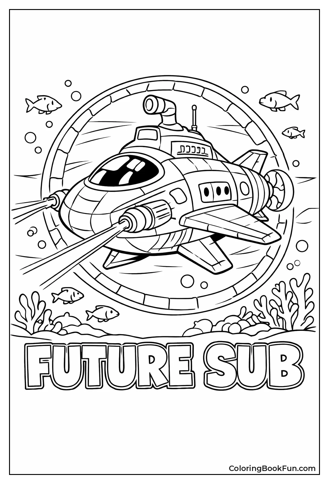 Futuristic Submarine Glows with Shields