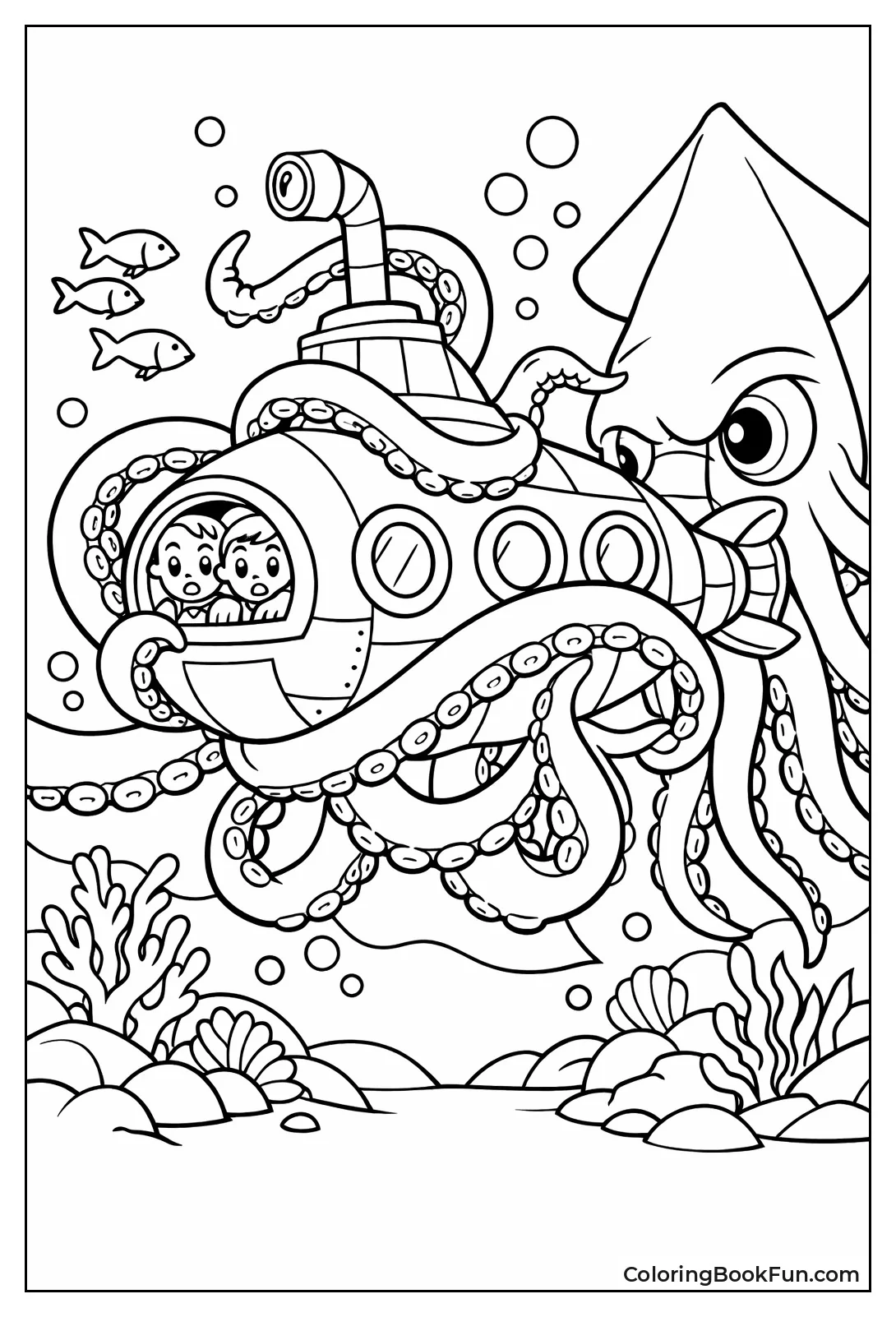 Giant Squid Tentacles Grab Submarine