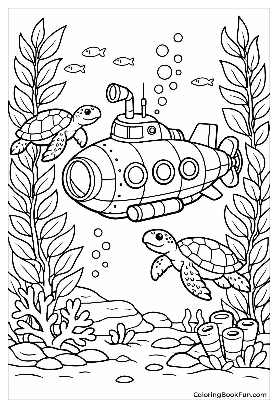 Submarine Sails through Kelp Forest