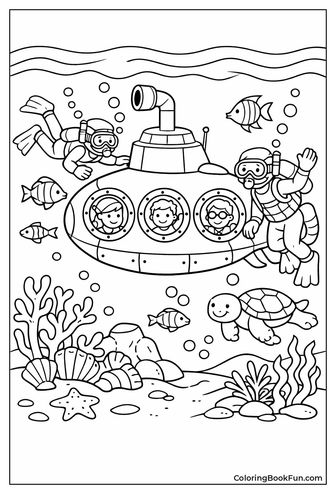 Divers Wave at Mini Submarine