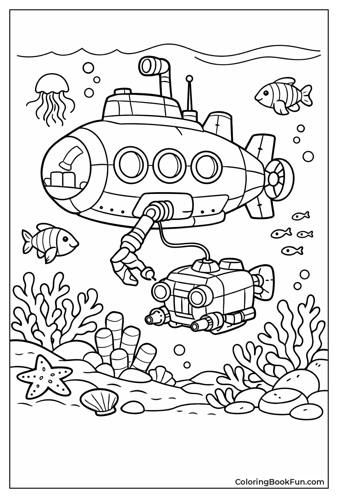 Submarine Drops Tiny Robot Vehicle