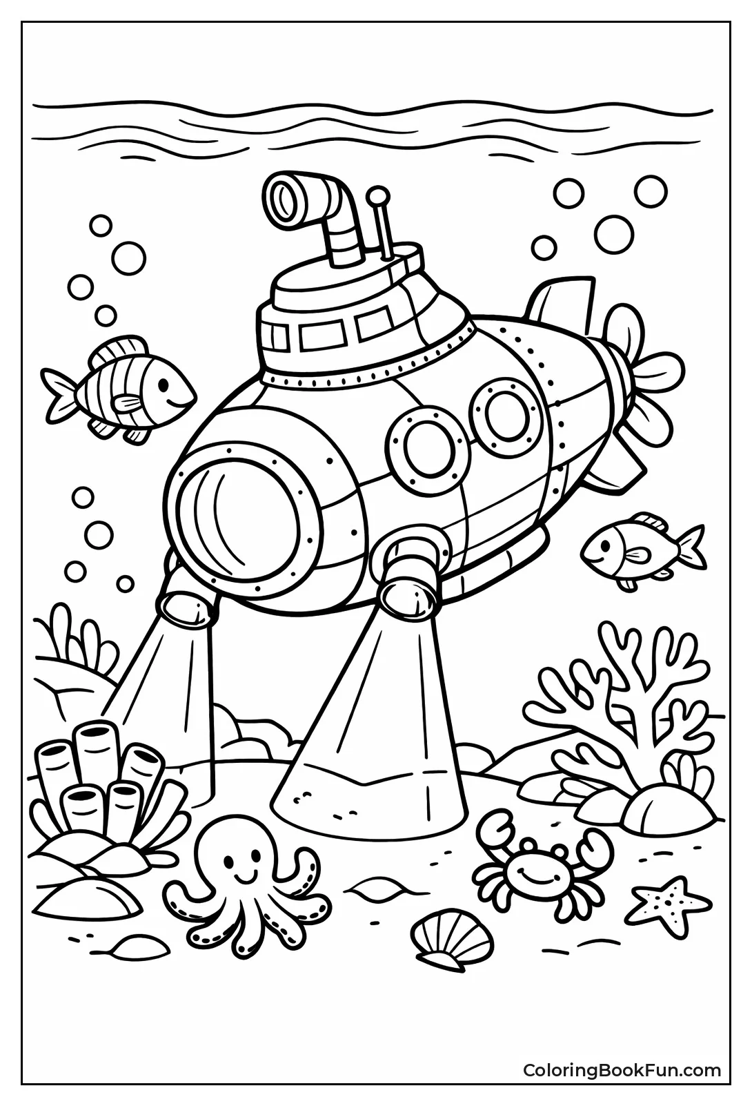 Explorer Submarine Lights Seafloor Rocks