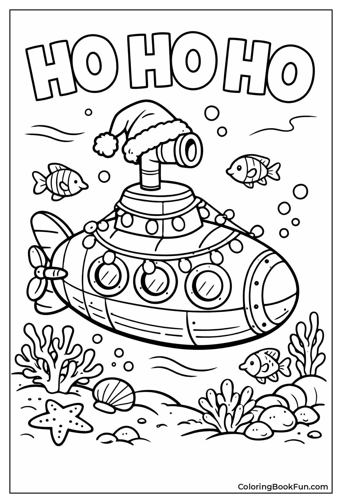 Santa Submarine Lights Christmas Night