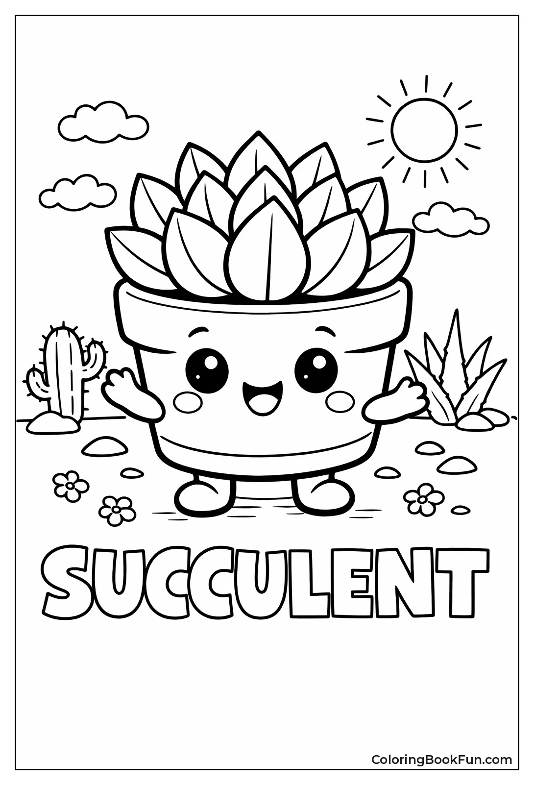 Smiling Cartoon Succulent in Pot