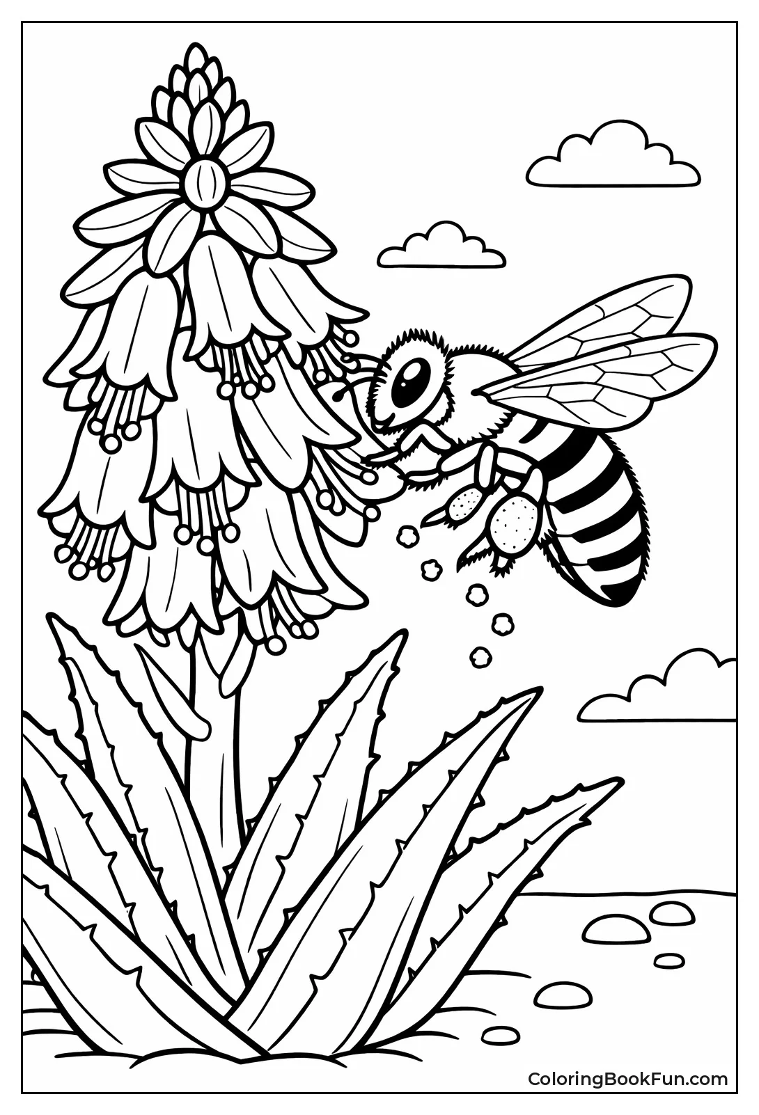 Bee on Blooming Succulent