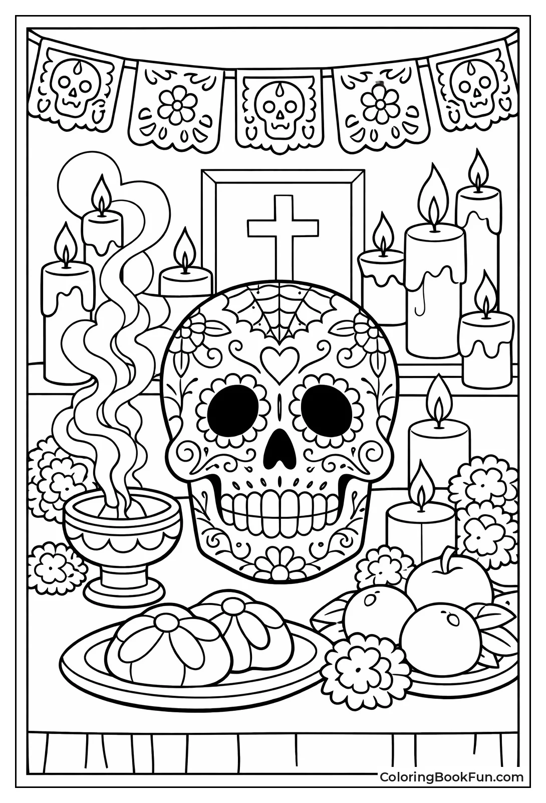 Candlelit Ofrenda Skull